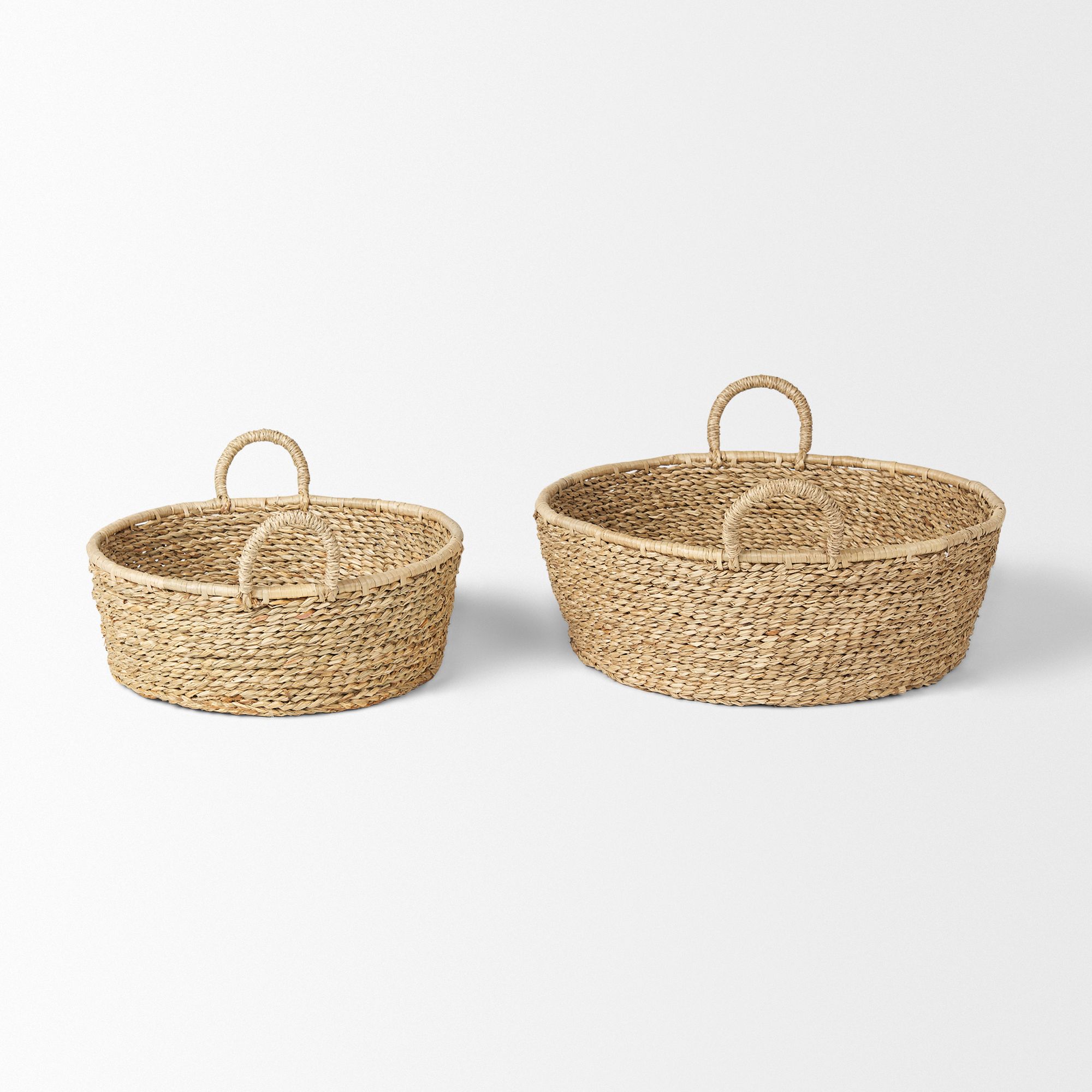 Mercana - Ayanna Deep Nesting Seagrass Baskets/Handles (Set of 2)