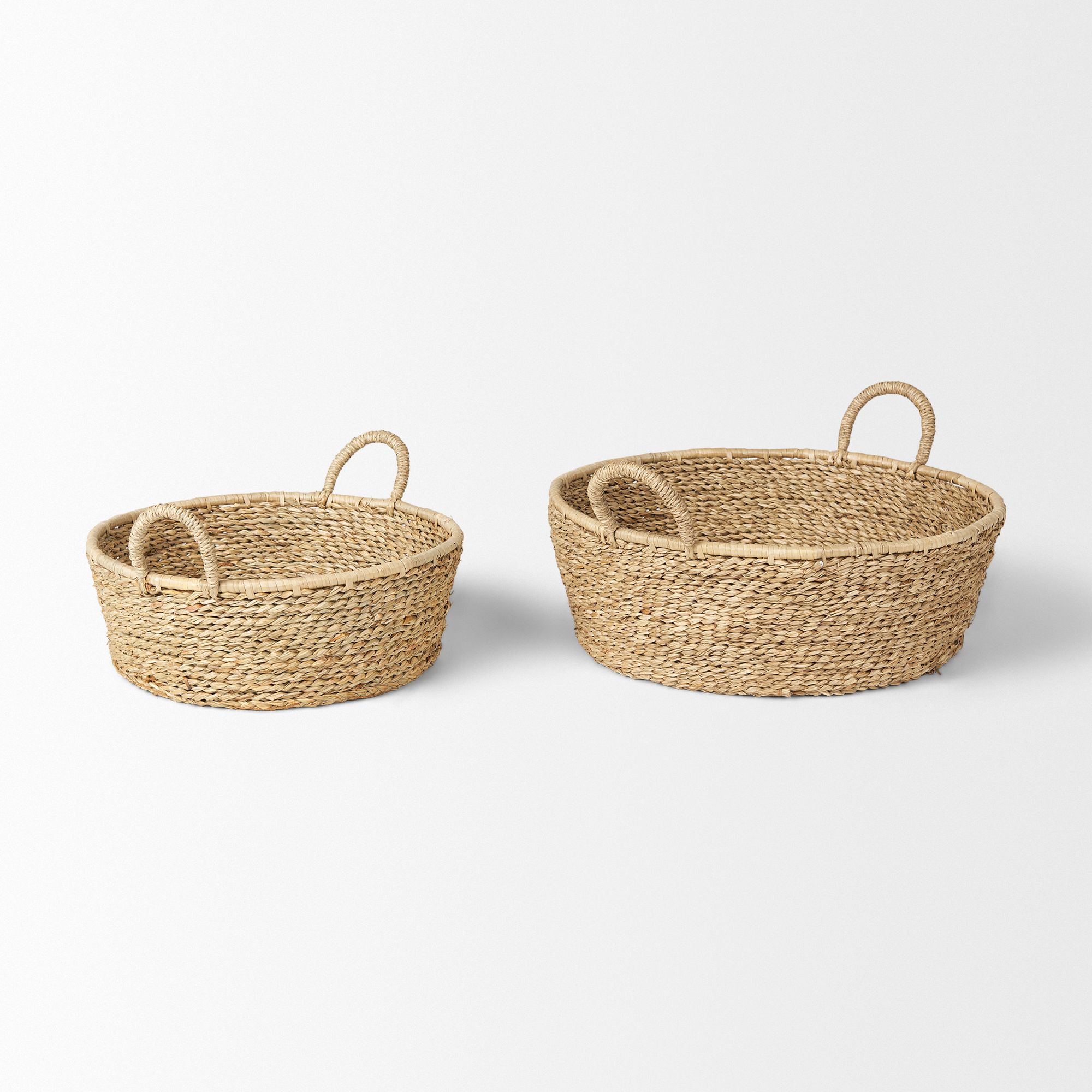 Mercana - Ayanna Deep Nesting Seagrass Baskets/Handles (Set of 2)