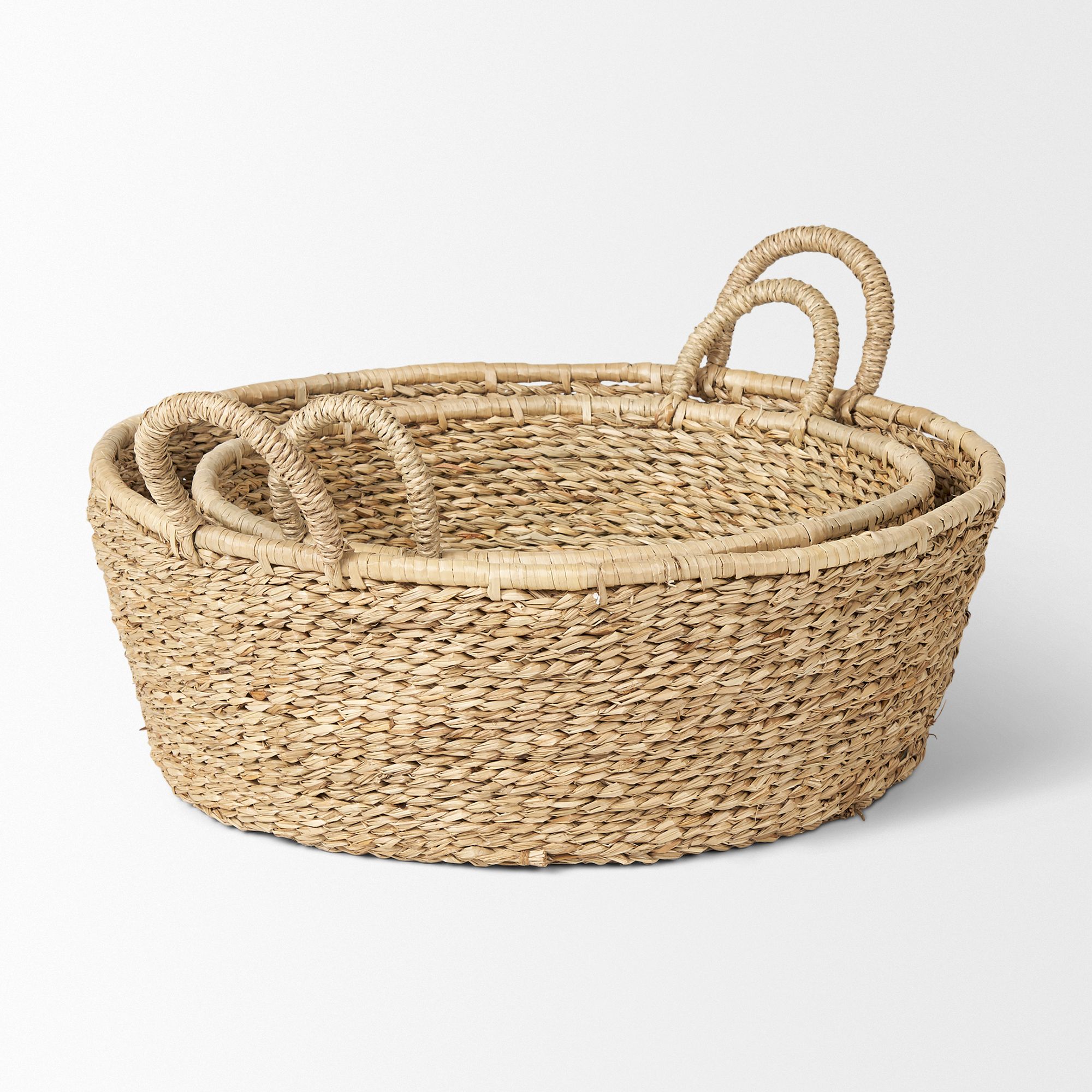 Mercana - Ayanna Deep Nesting Seagrass Baskets/Handles (Set of 2)