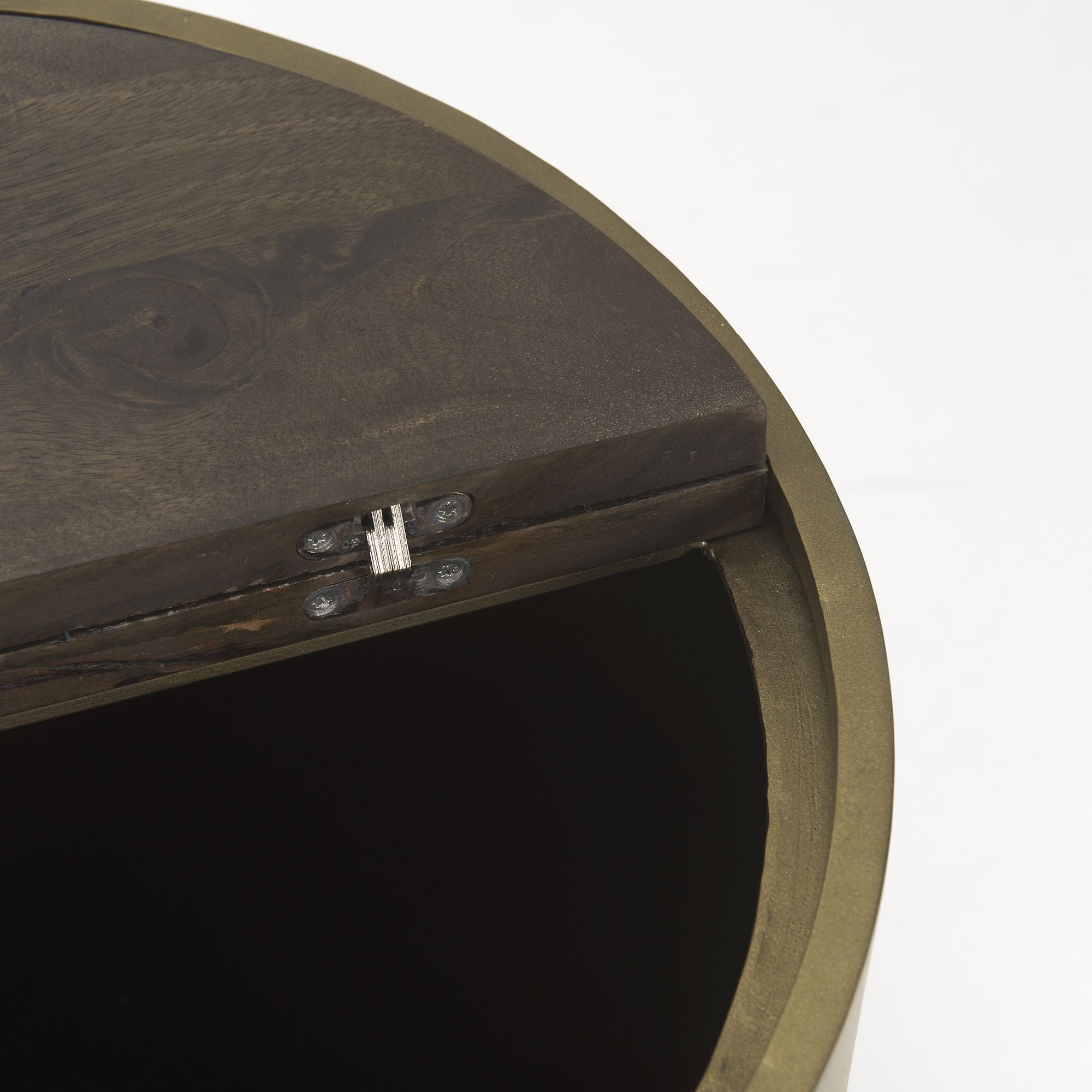 Mercana Eclipse End Table with Dark Brown Wood Top - Gold