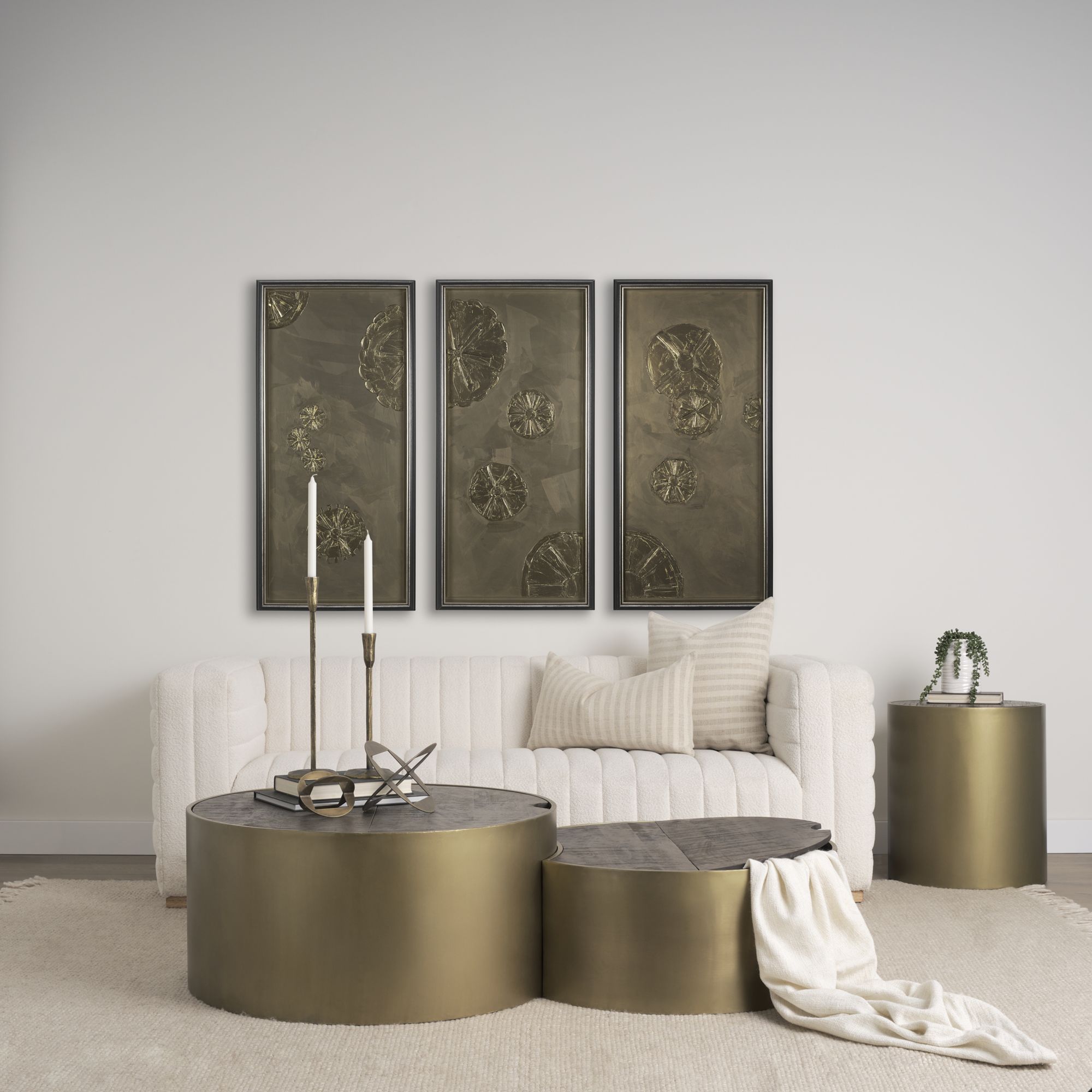 Mercana Eclipse End Table with Dark Brown Wood Top - Gold