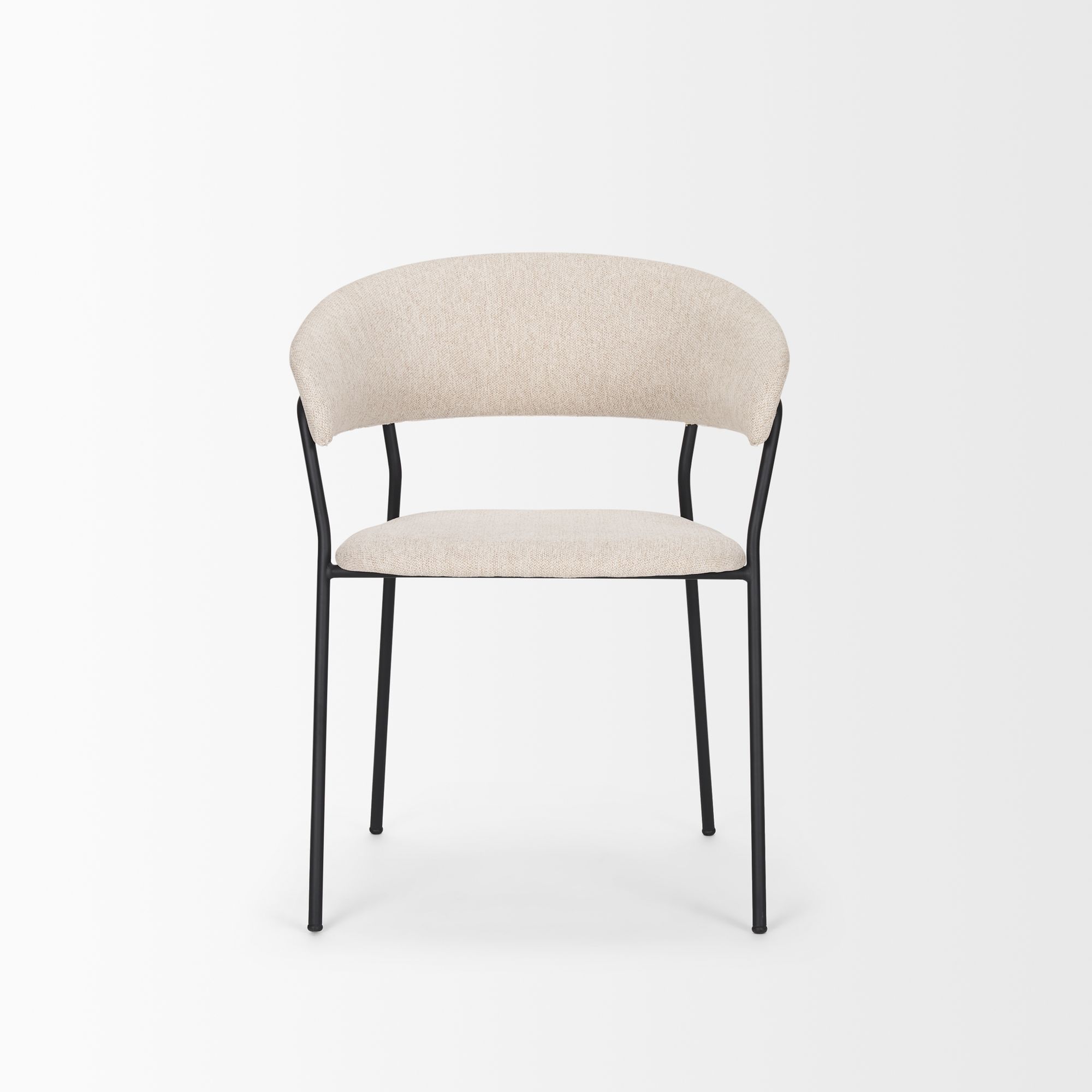 Mercana Carolyn Dining Chair with Oatmeal Fabric & Matte Black Metal - Oatmeal