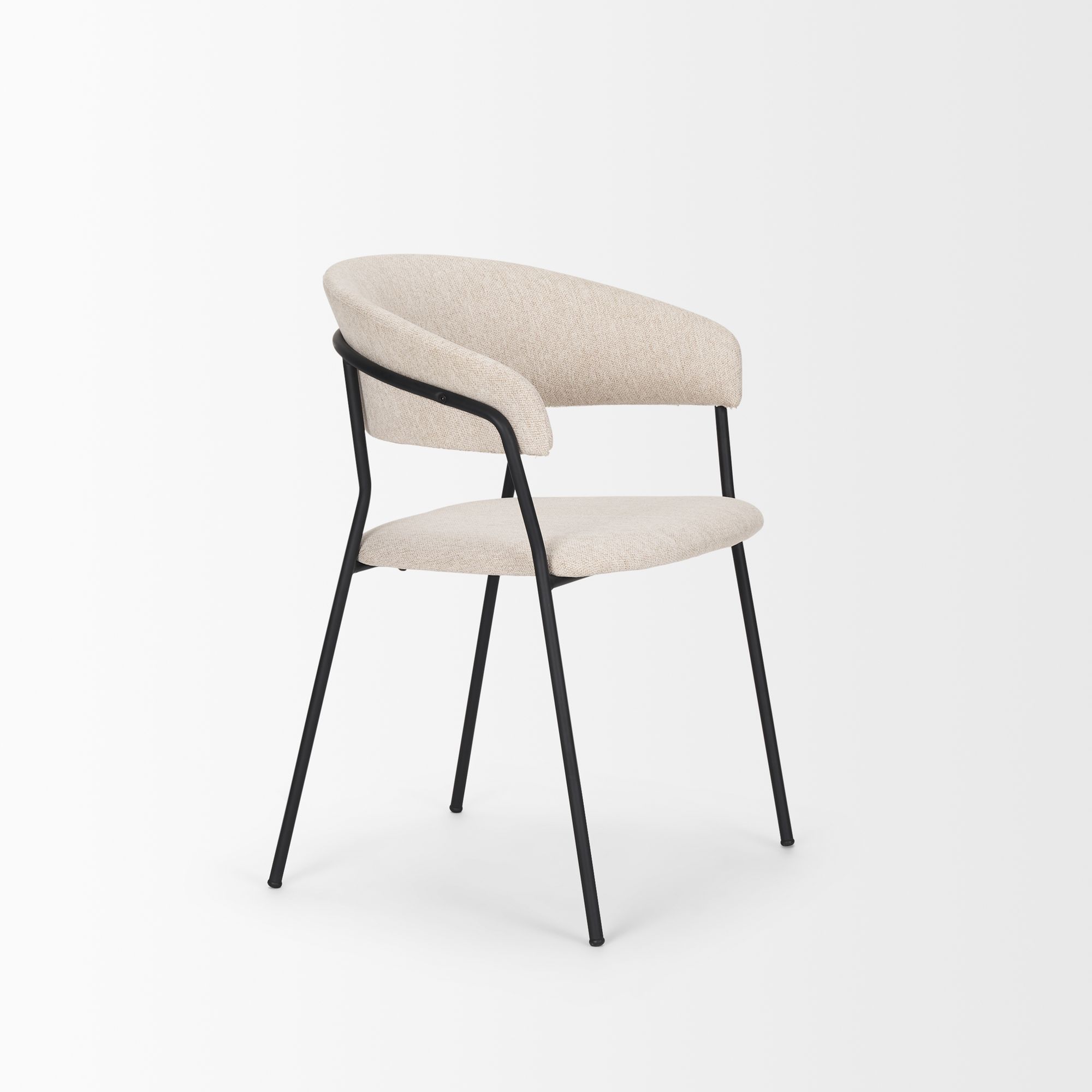 Mercana Carolyn Dining Chair with Oatmeal Fabric & Matte Black Metal - Oatmeal