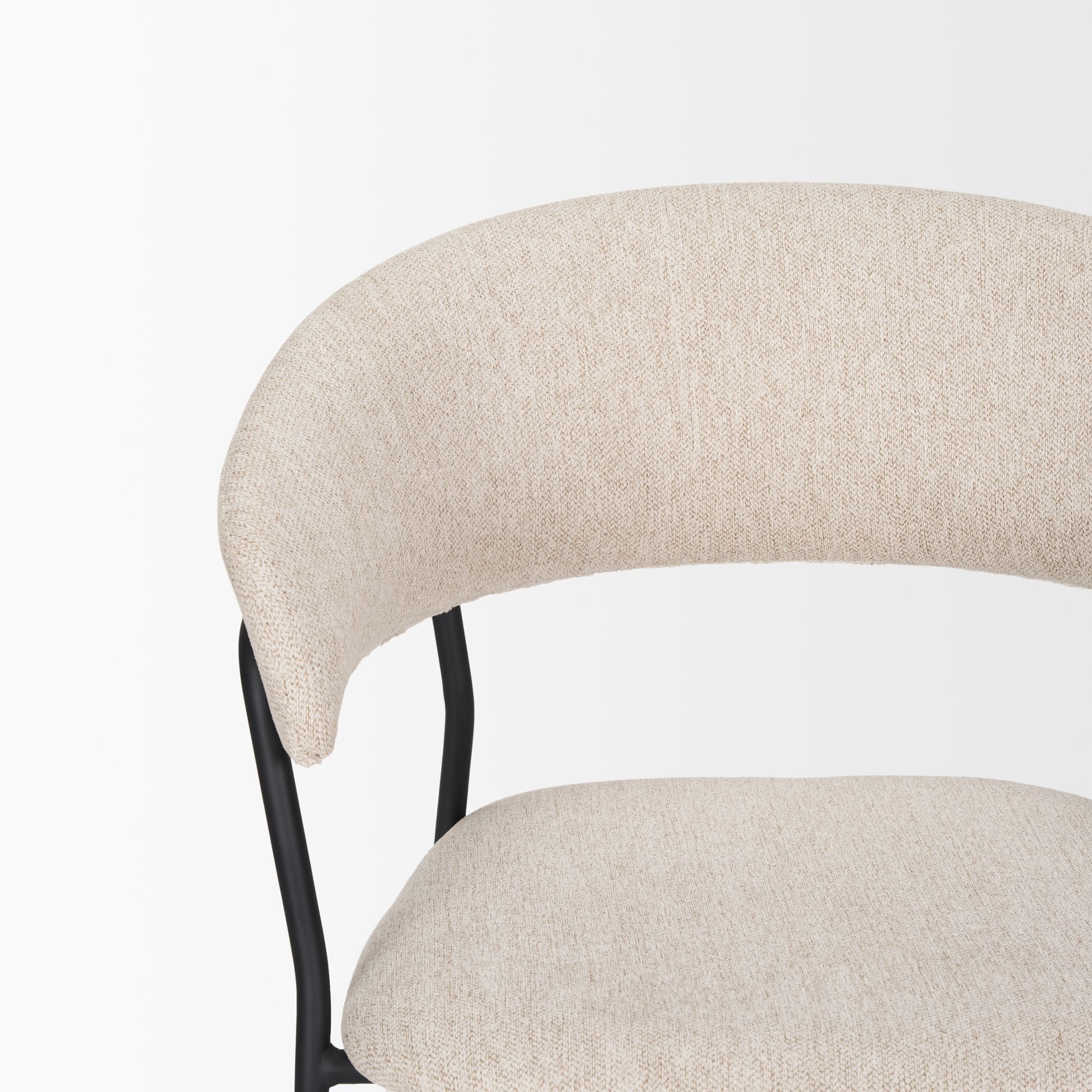 Mercana Carolyn Dining Chair with Oatmeal Fabric & Matte Black Metal - Oatmeal