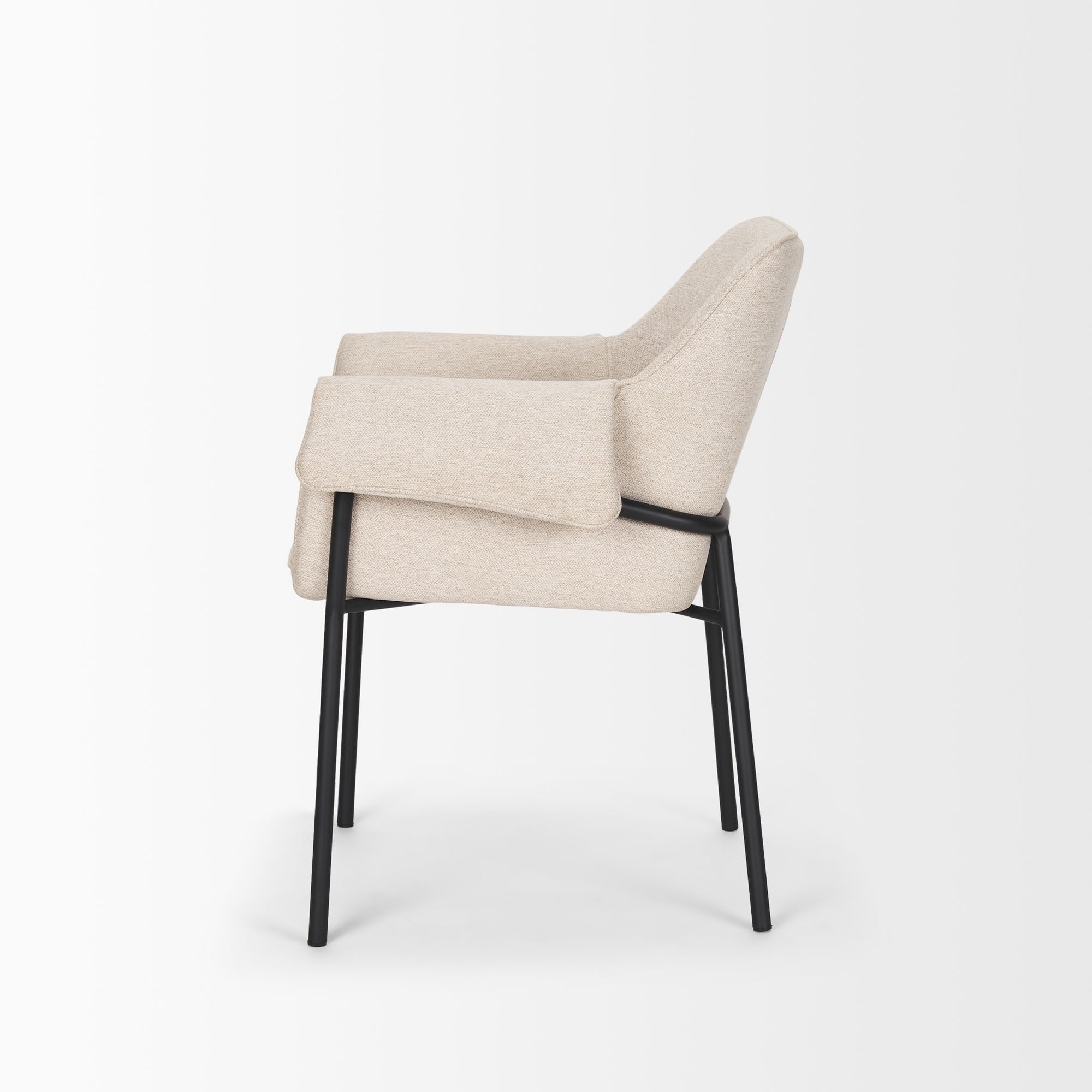 Mercana Brently Dining Chair with Oatmeal Fabric & Matte Black Metal Legs - Oatmeal