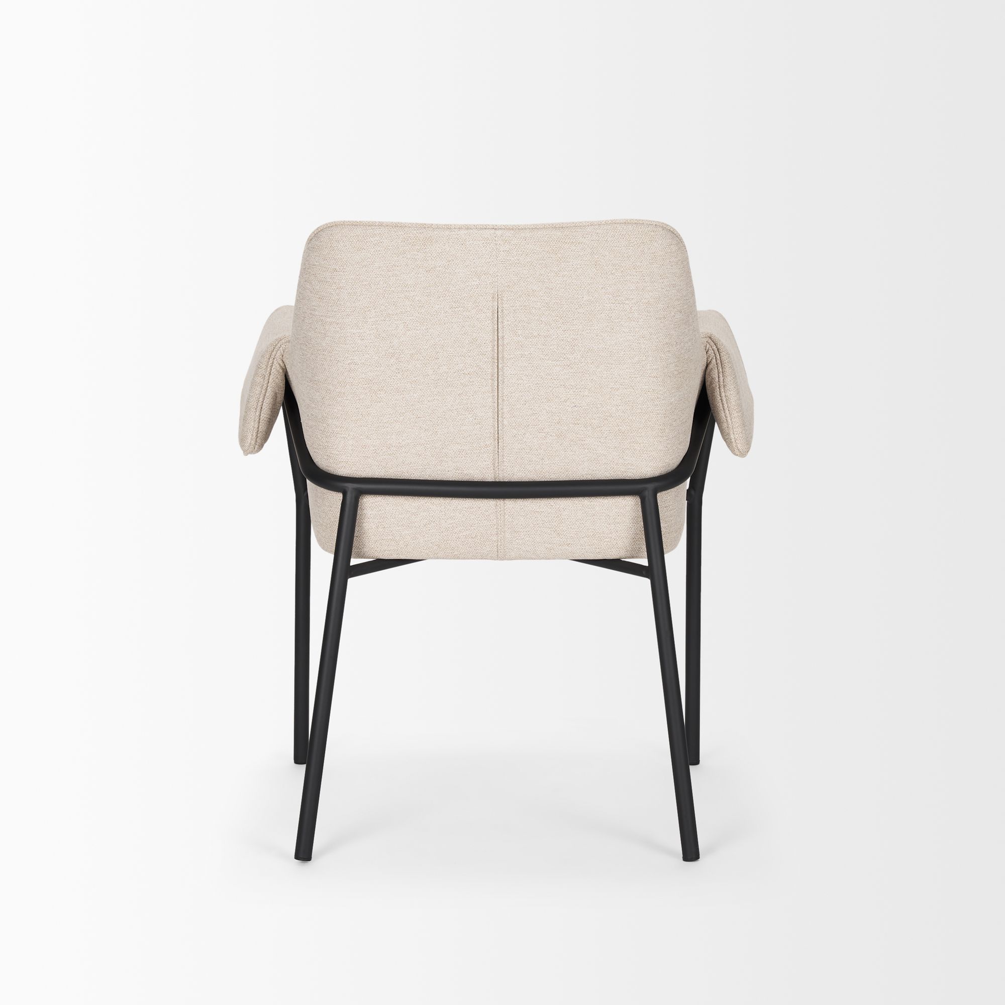 Mercana Brently Dining Chair with Oatmeal Fabric & Matte Black Metal Legs - Oatmeal