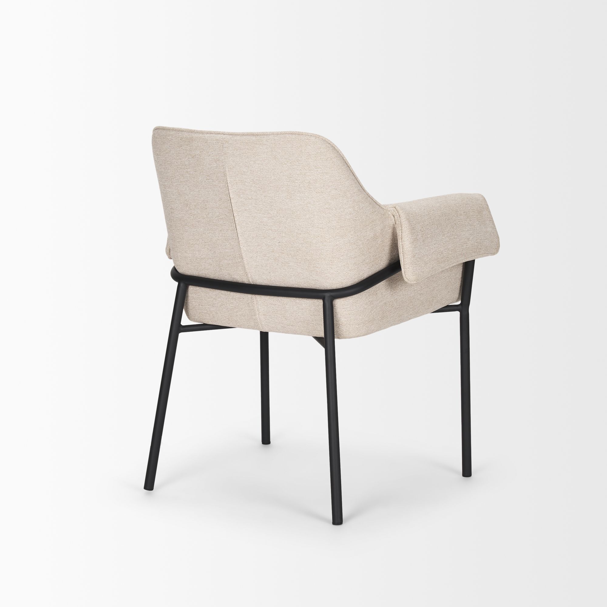 Mercana Brently Dining Chair with Oatmeal Fabric & Matte Black Metal Legs - Oatmeal