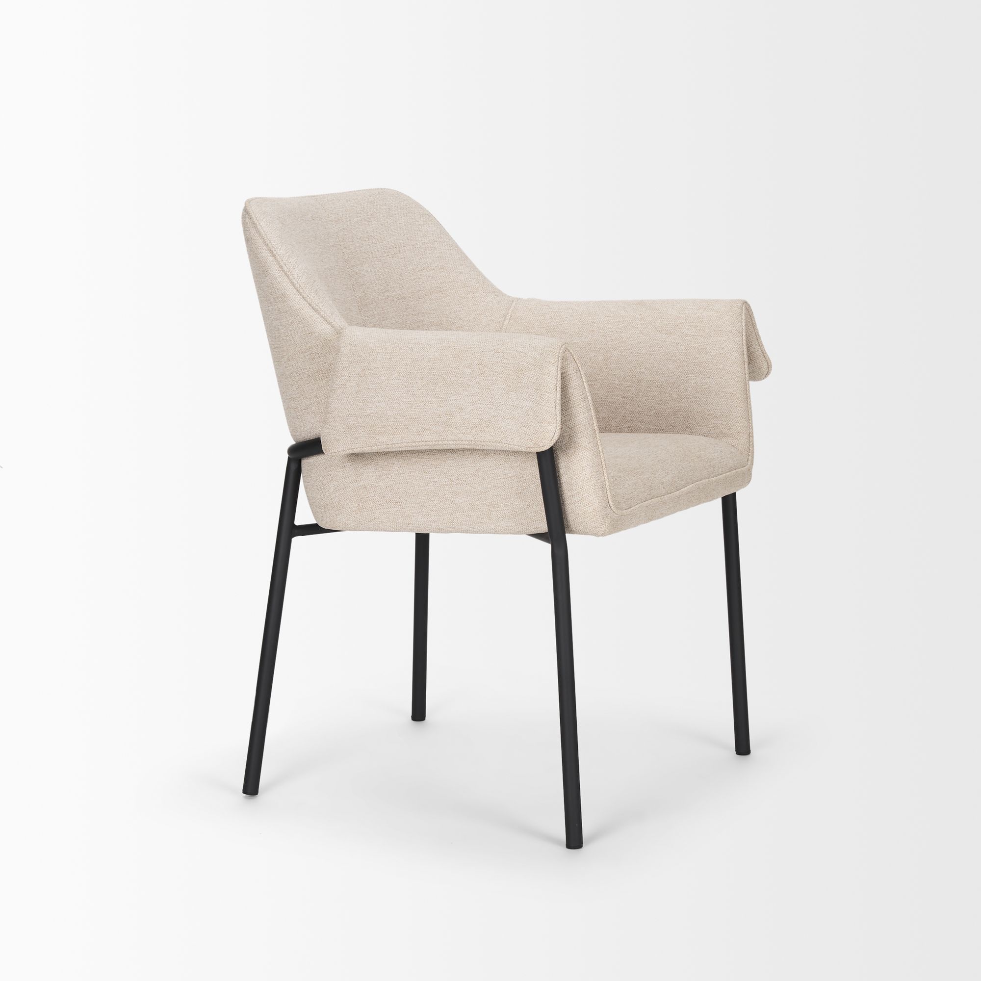 Mercana Brently Dining Chair with Oatmeal Fabric & Matte Black Metal Legs - Oatmeal