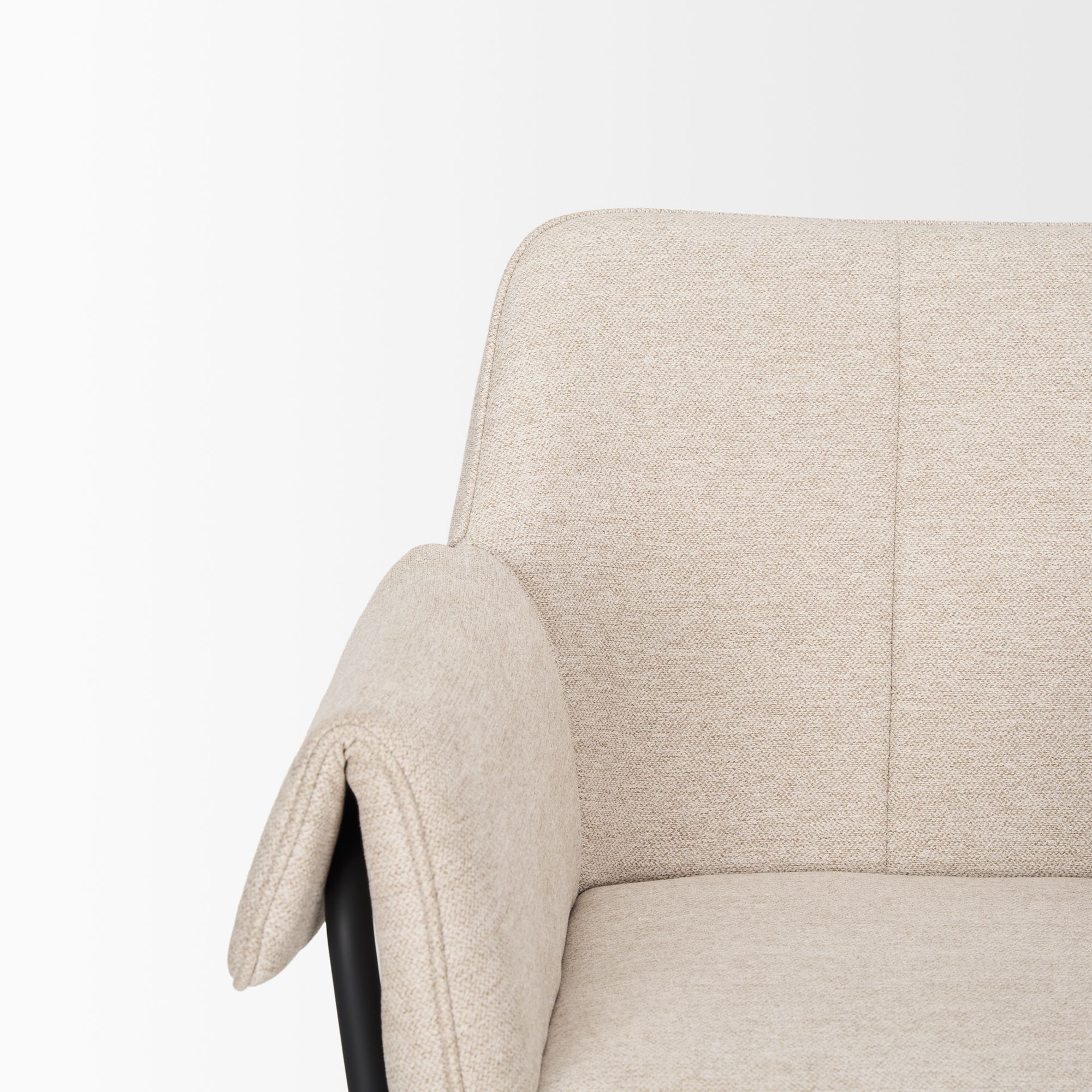 Mercana Brently Dining Chair with Oatmeal Fabric & Matte Black Metal Legs - Oatmeal