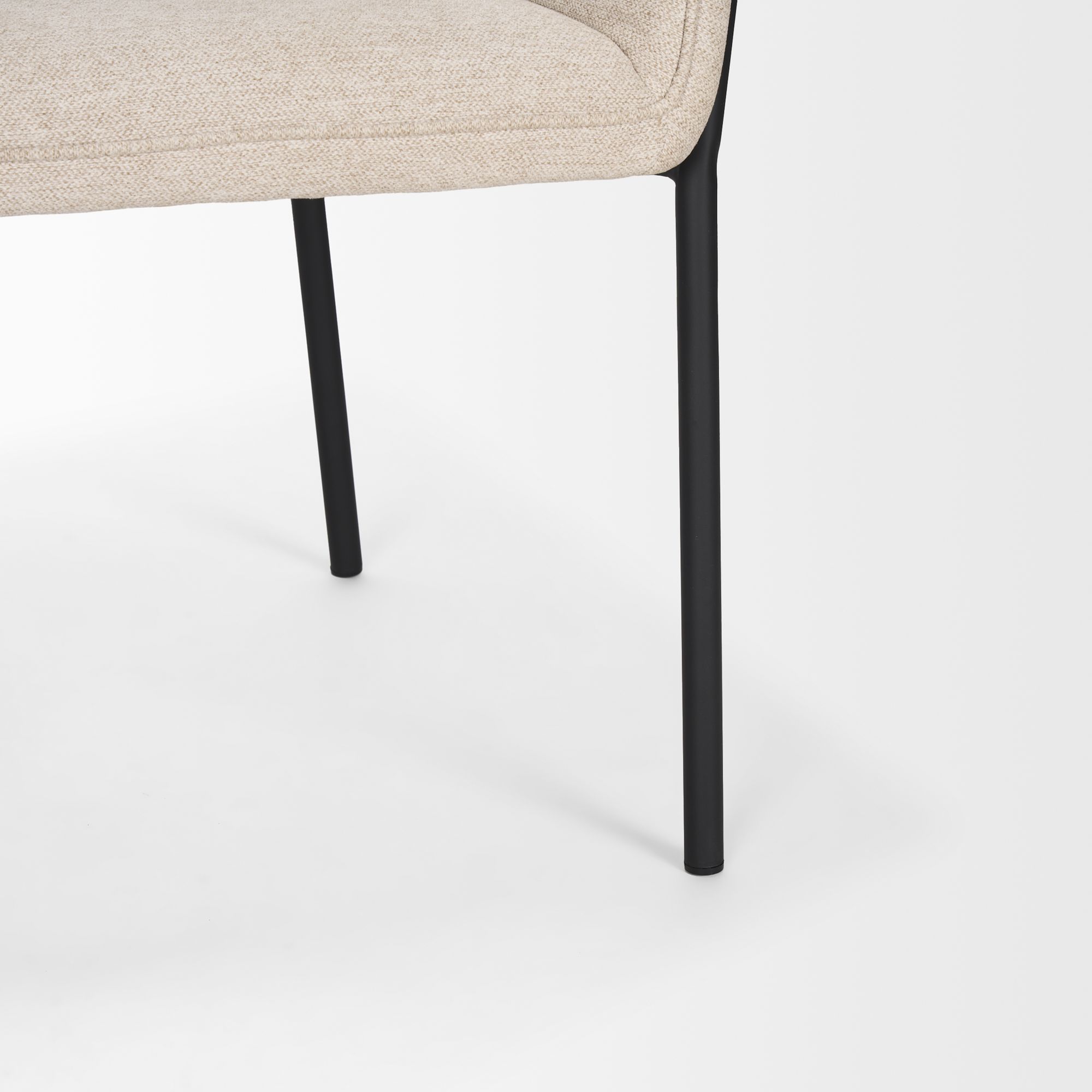 Mercana Brently Dining Chair with Oatmeal Fabric & Matte Black Metal Legs - Oatmeal