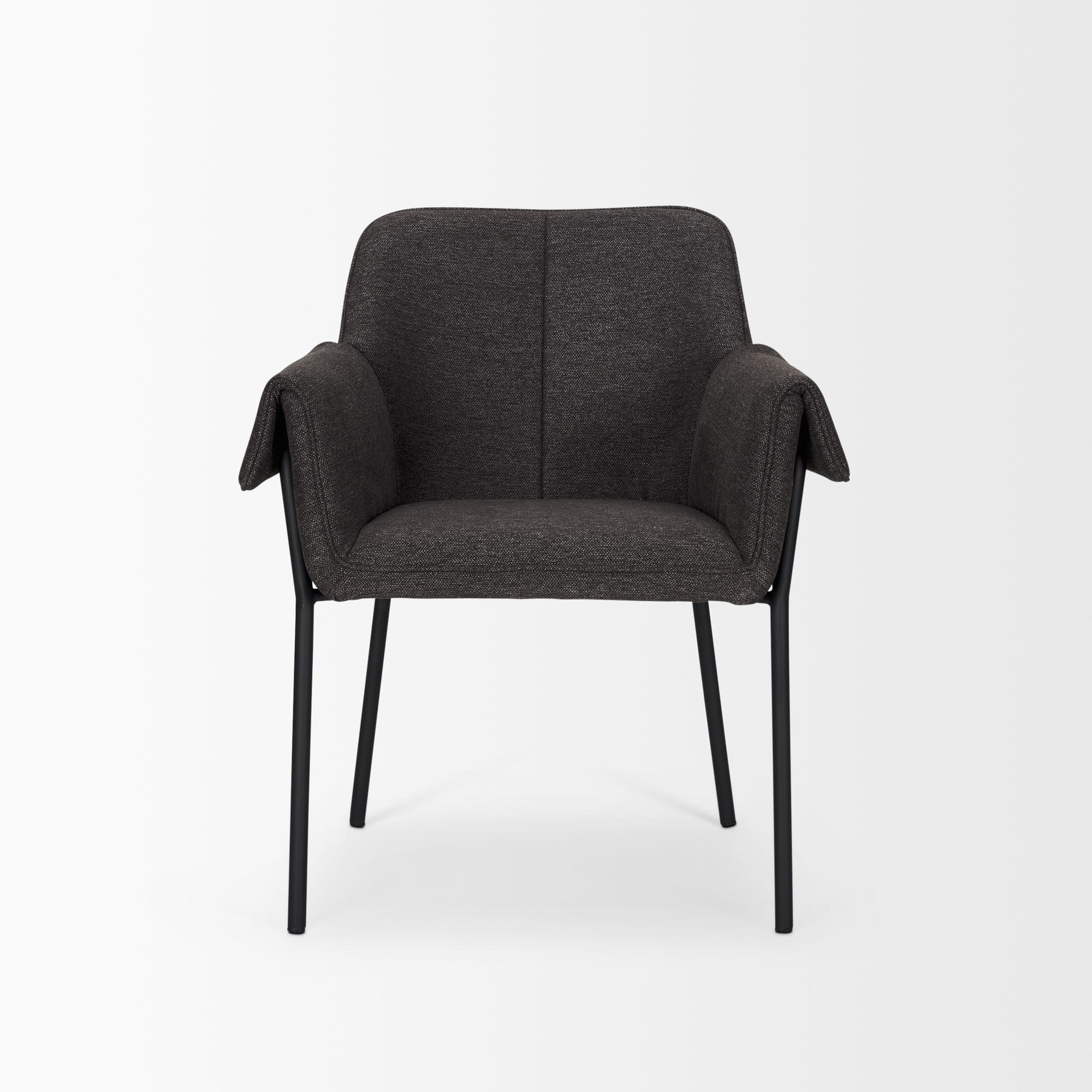 Mercana Brently Dining Chair with Gray Fabric & Matte Black Metal Legs - Gray