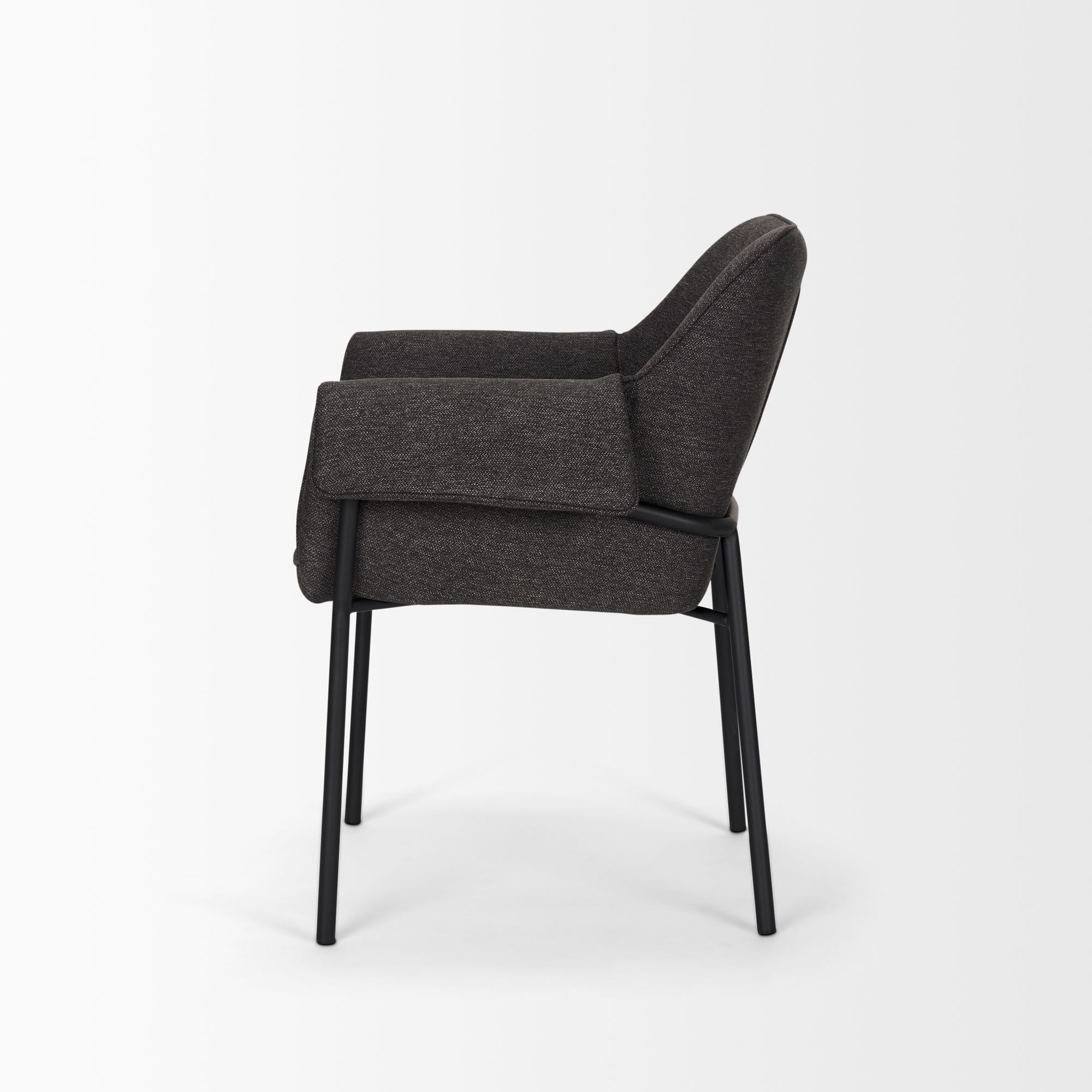 Mercana Brently Dining Chair with Gray Fabric & Matte Black Metal Legs - Gray