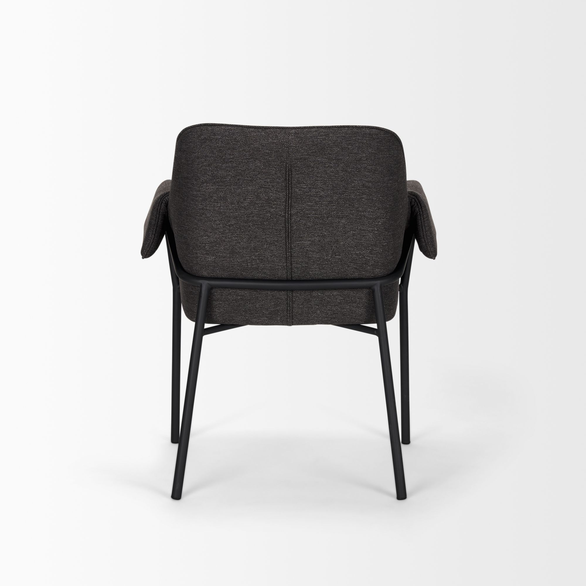 Mercana Brently Dining Chair with Gray Fabric & Matte Black Metal Legs - Gray