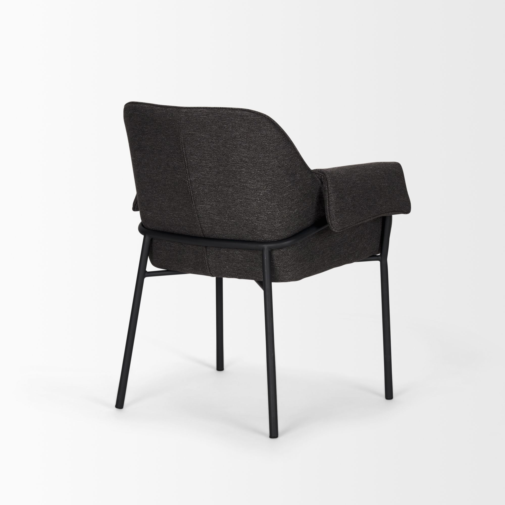 Mercana Brently Dining Chair with Gray Fabric & Matte Black Metal Legs - Gray