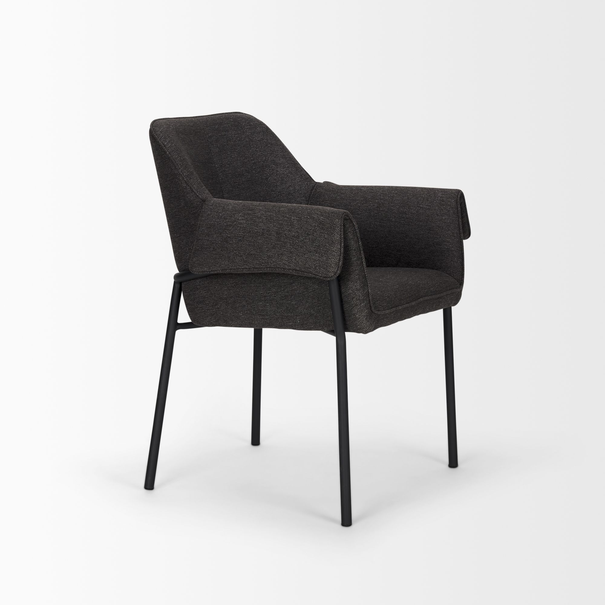 Mercana Brently Dining Chair with Gray Fabric & Matte Black Metal Legs - Gray