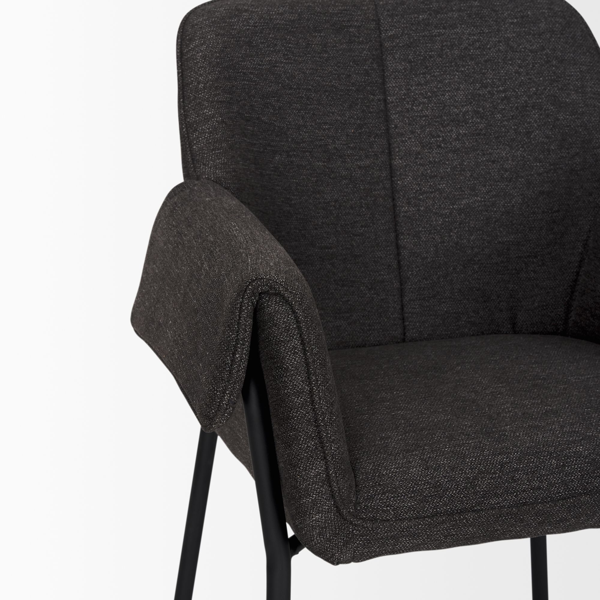 Mercana Brently Dining Chair with Gray Fabric & Matte Black Metal Legs - Gray