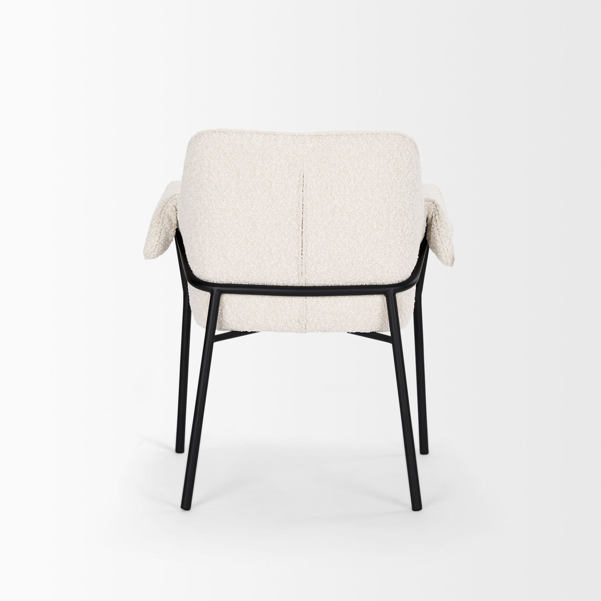 Mercana Brently Dining Chair with Cream Boucle Fabric & Matte Black Metal Legs - Cream