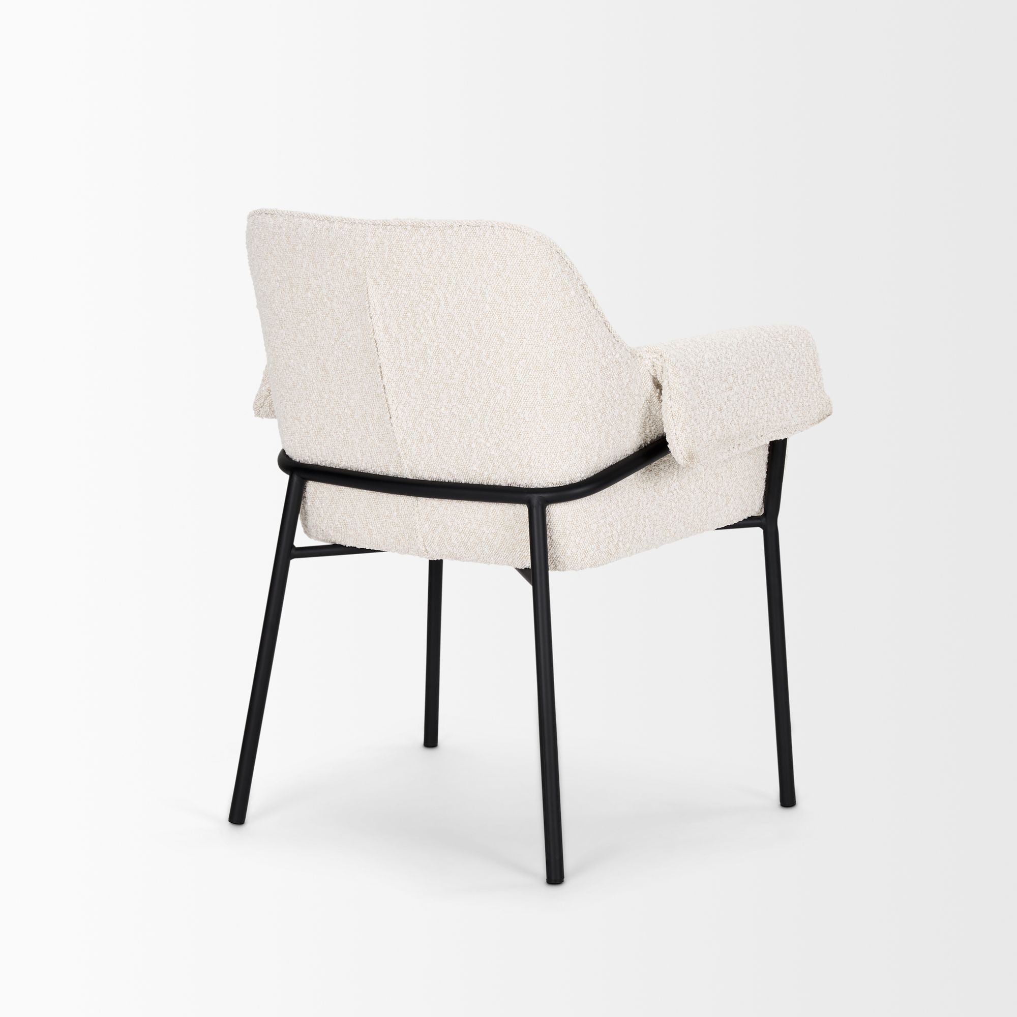 Mercana Brently Dining Chair with Cream Boucle Fabric & Matte Black Metal Legs - Cream