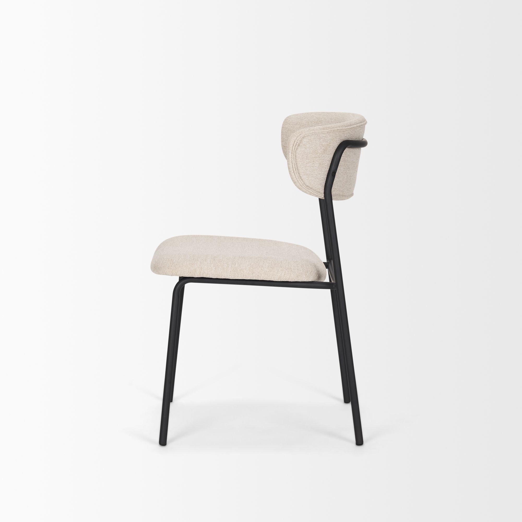 Mercana Corey Dining Chair with Oatmeal Fabric & Matte Black Metal - Oatmeal