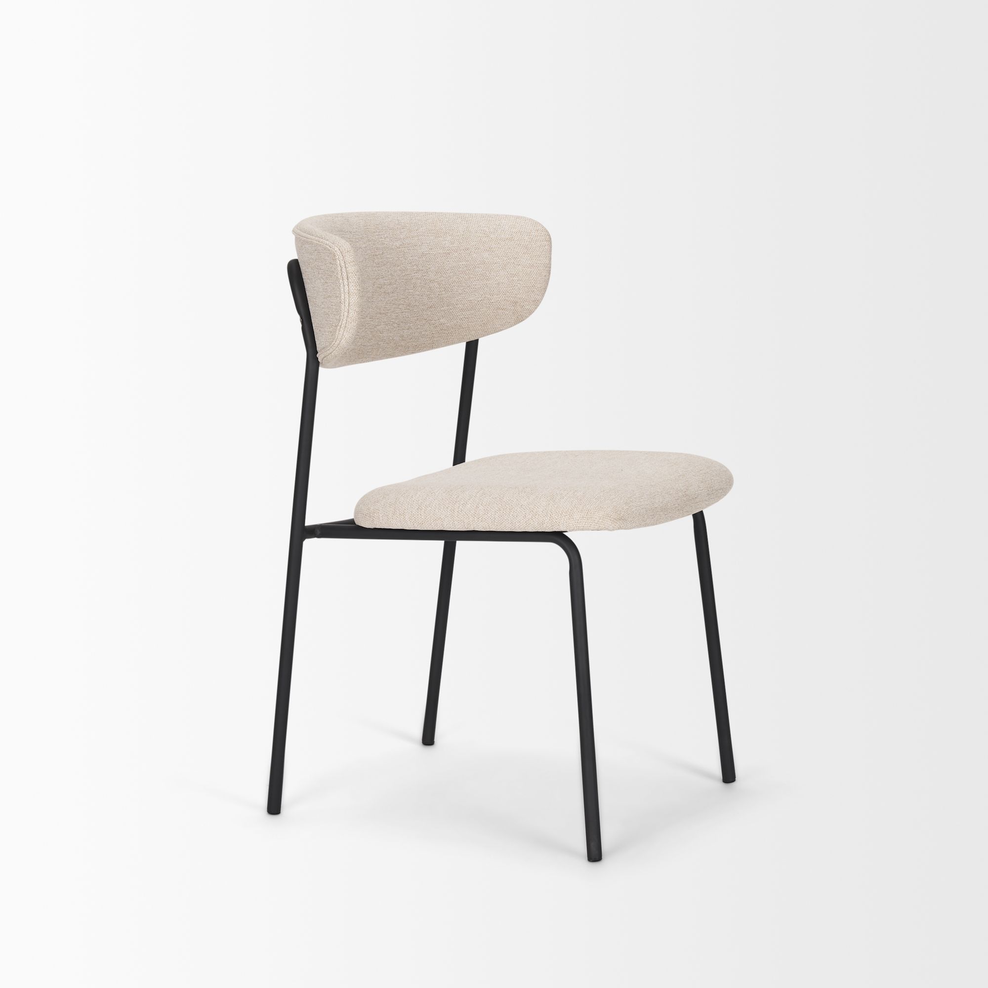 Mercana Corey Dining Chair with Oatmeal Fabric & Matte Black Metal - Oatmeal