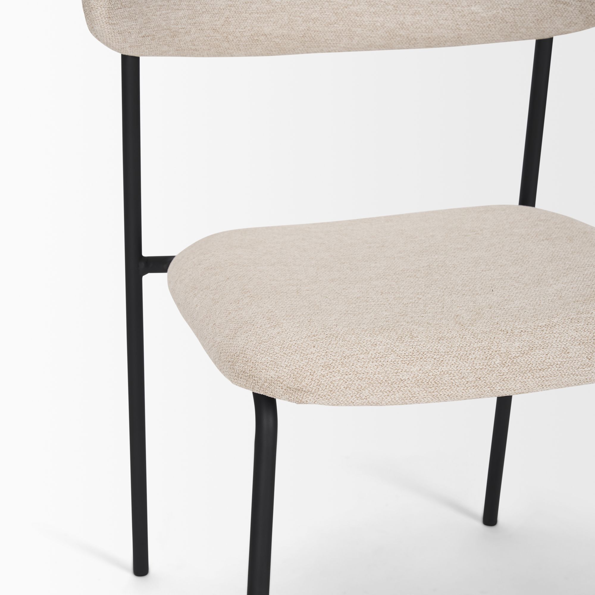 Mercana Corey Dining Chair with Oatmeal Fabric & Matte Black Metal - Oatmeal