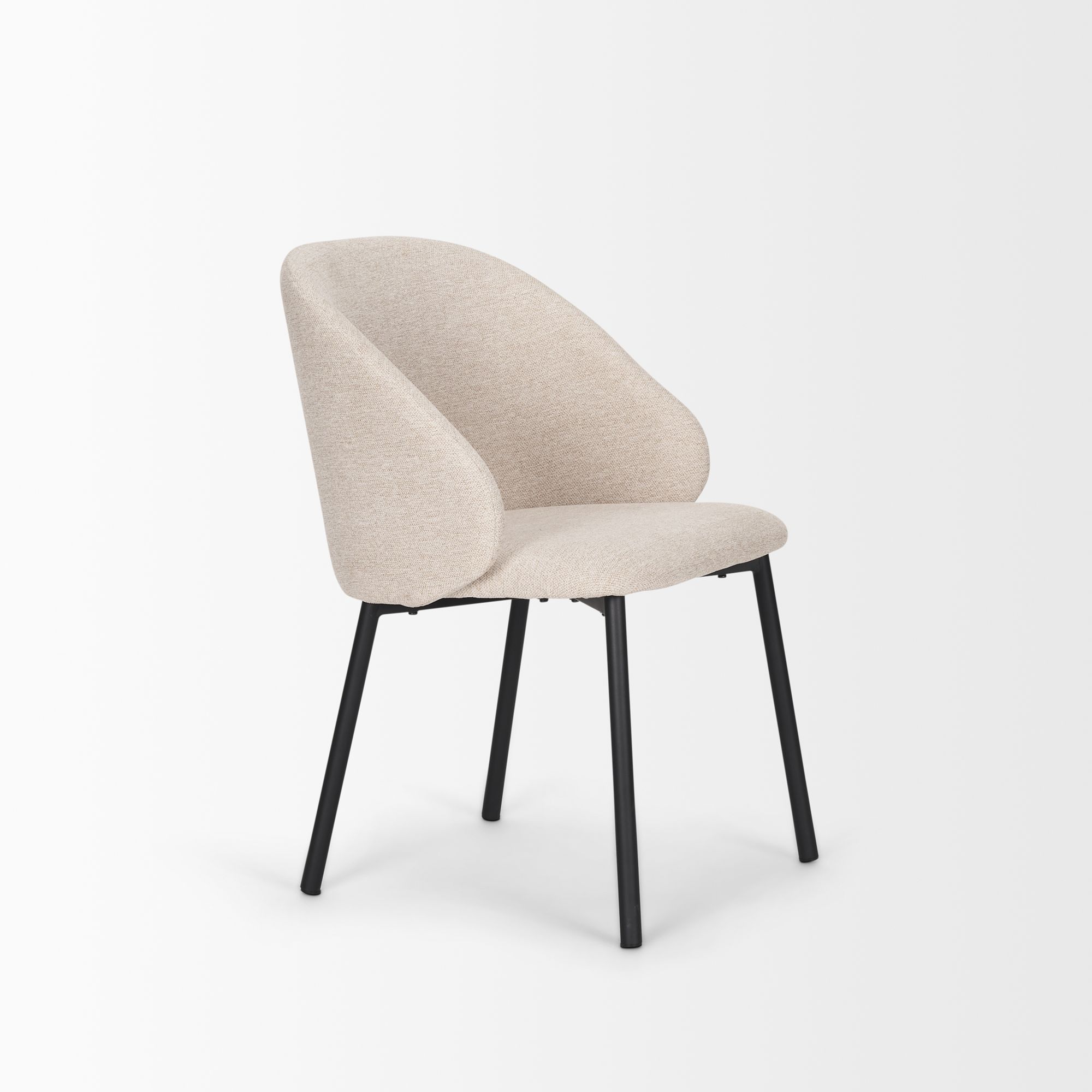 Mercana Shannon Dining Chair with Oatmeal Fabric & Matte Black Metal - Oatmeal