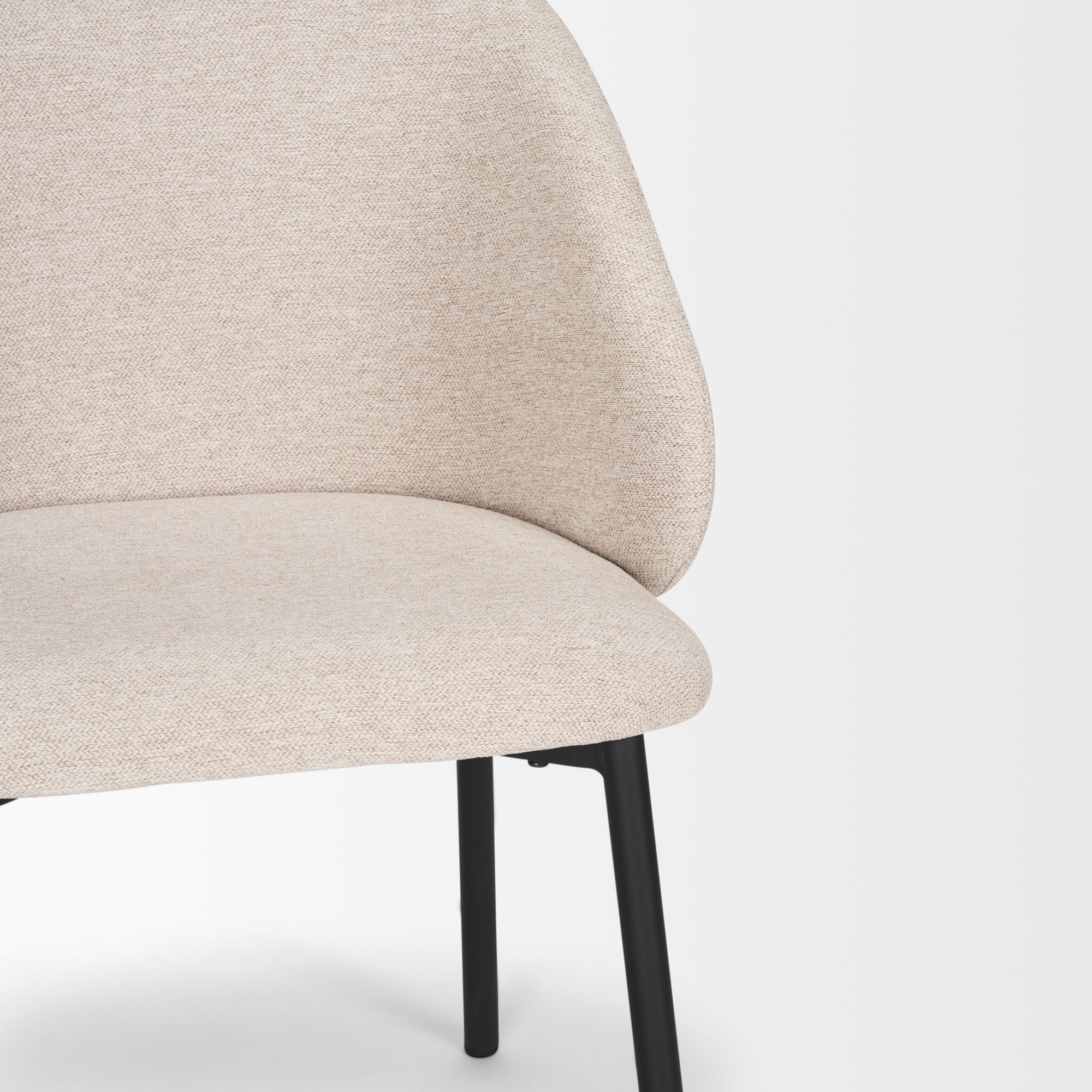 Mercana Shannon Dining Chair with Oatmeal Fabric & Matte Black Metal - Oatmeal