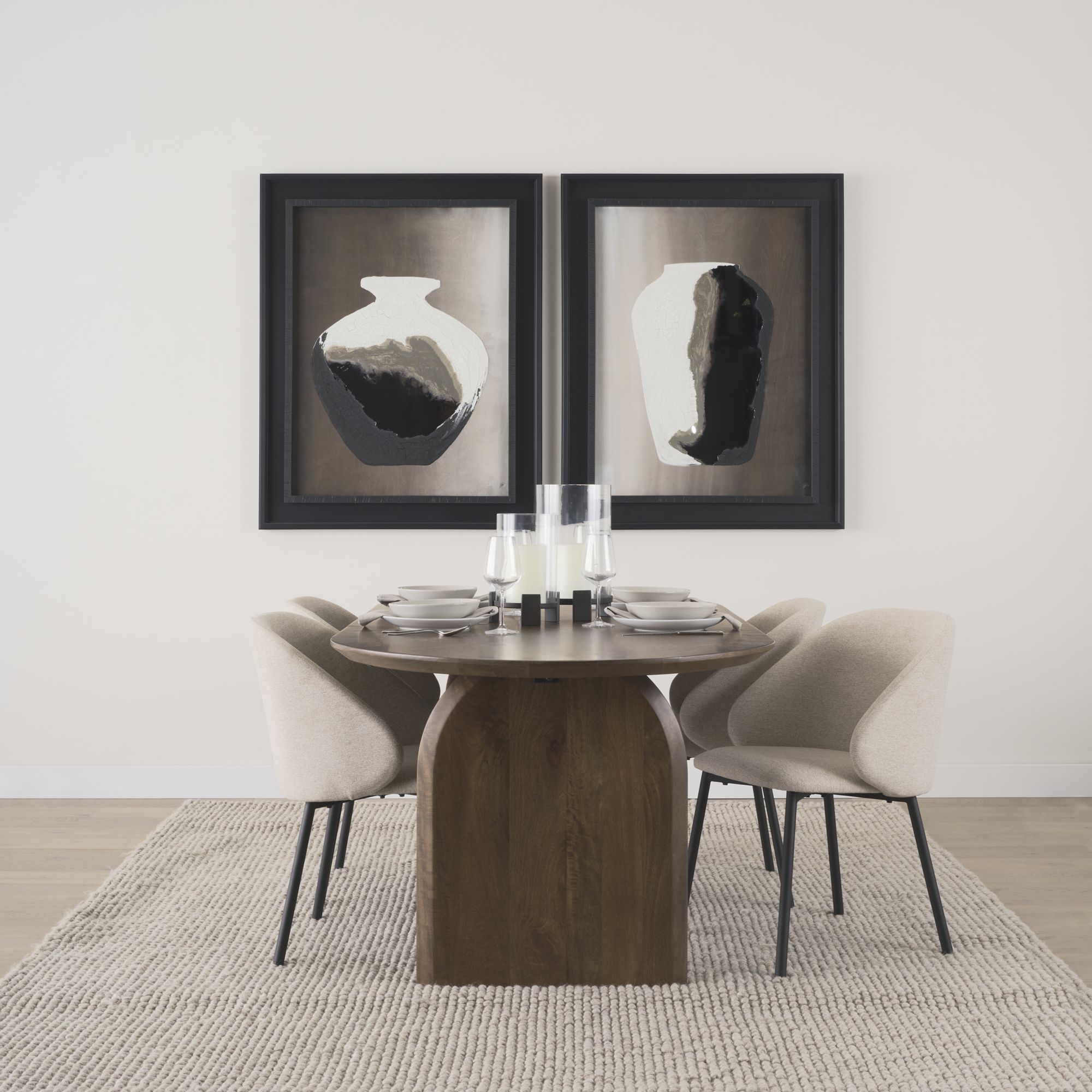 Mercana Shannon Dining Chair with Oatmeal Fabric & Matte Black Metal - Oatmeal