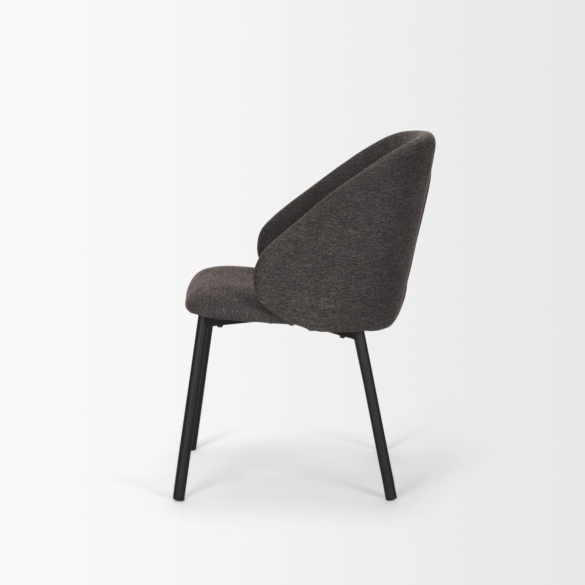 Mercana Shannon Dining Chair with Gray Fabric & Matte Black Metal - Gray