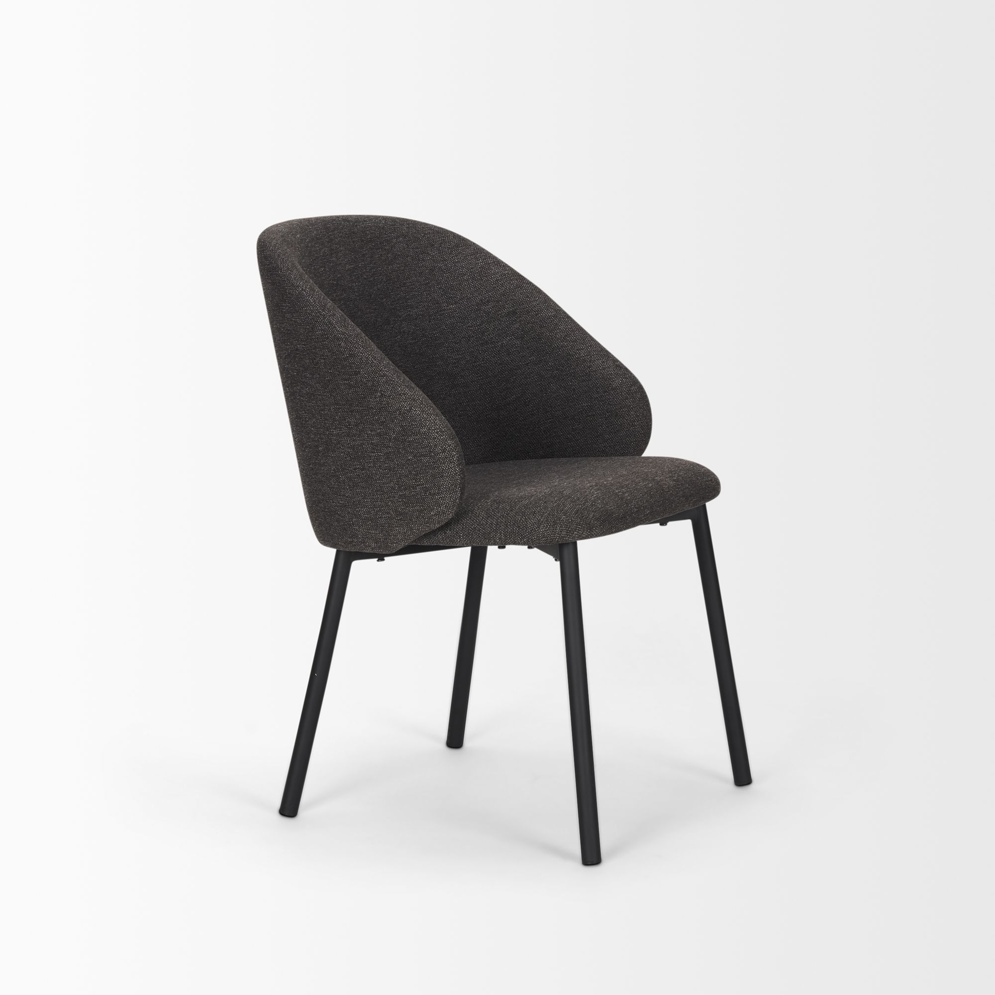 Mercana Shannon Dining Chair with Gray Fabric & Matte Black Metal - Gray