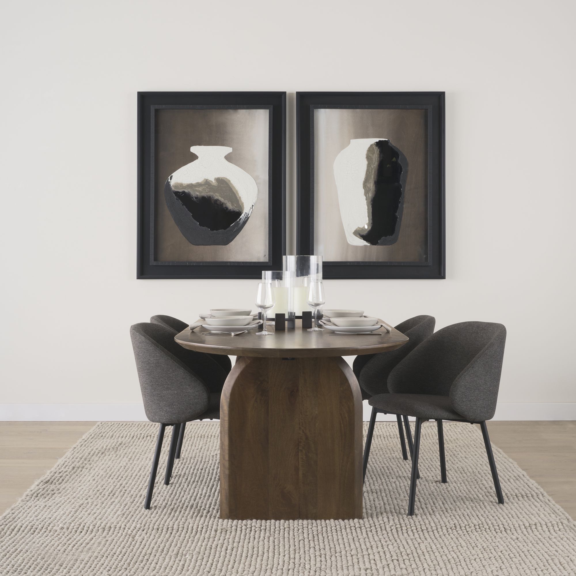 Mercana Shannon Dining Chair with Gray Fabric & Matte Black Metal - Gray