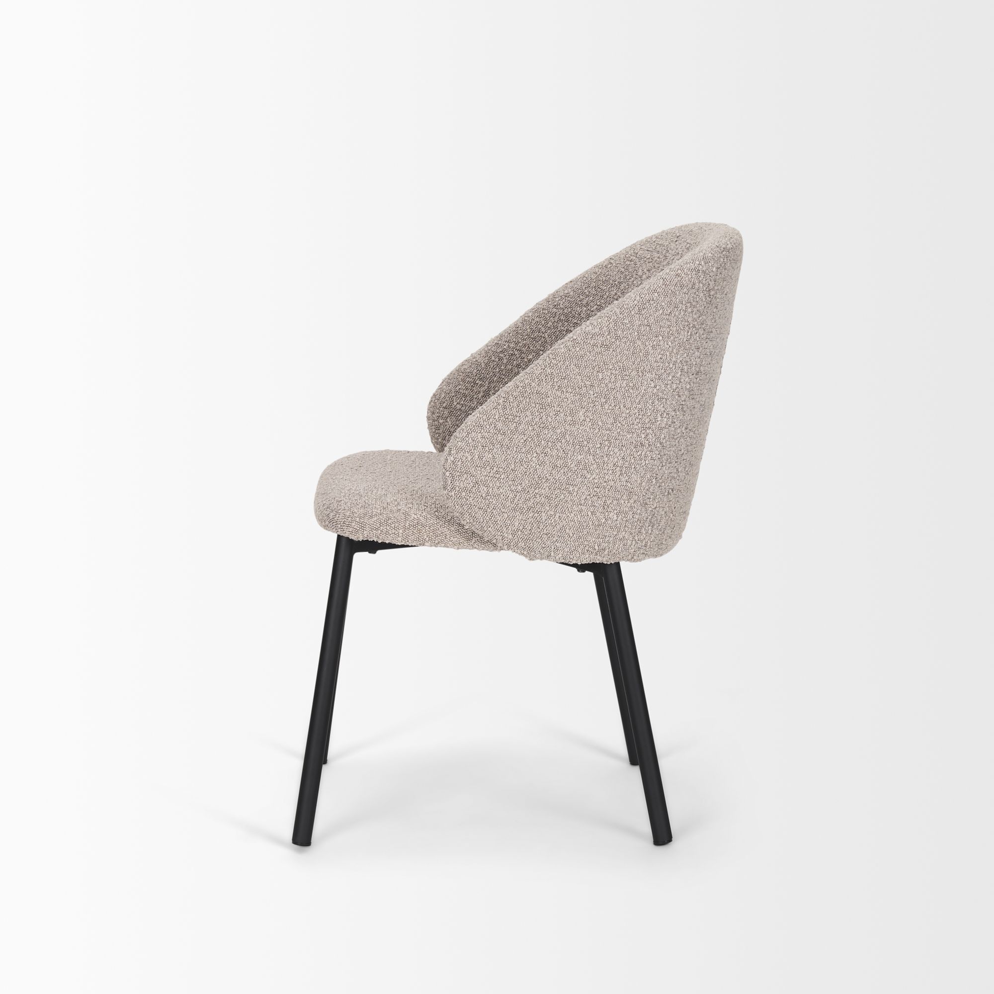 Mercana Shannon Dining Chair with Taupe Boucle Fabric & Matte Black Metal - Taupe