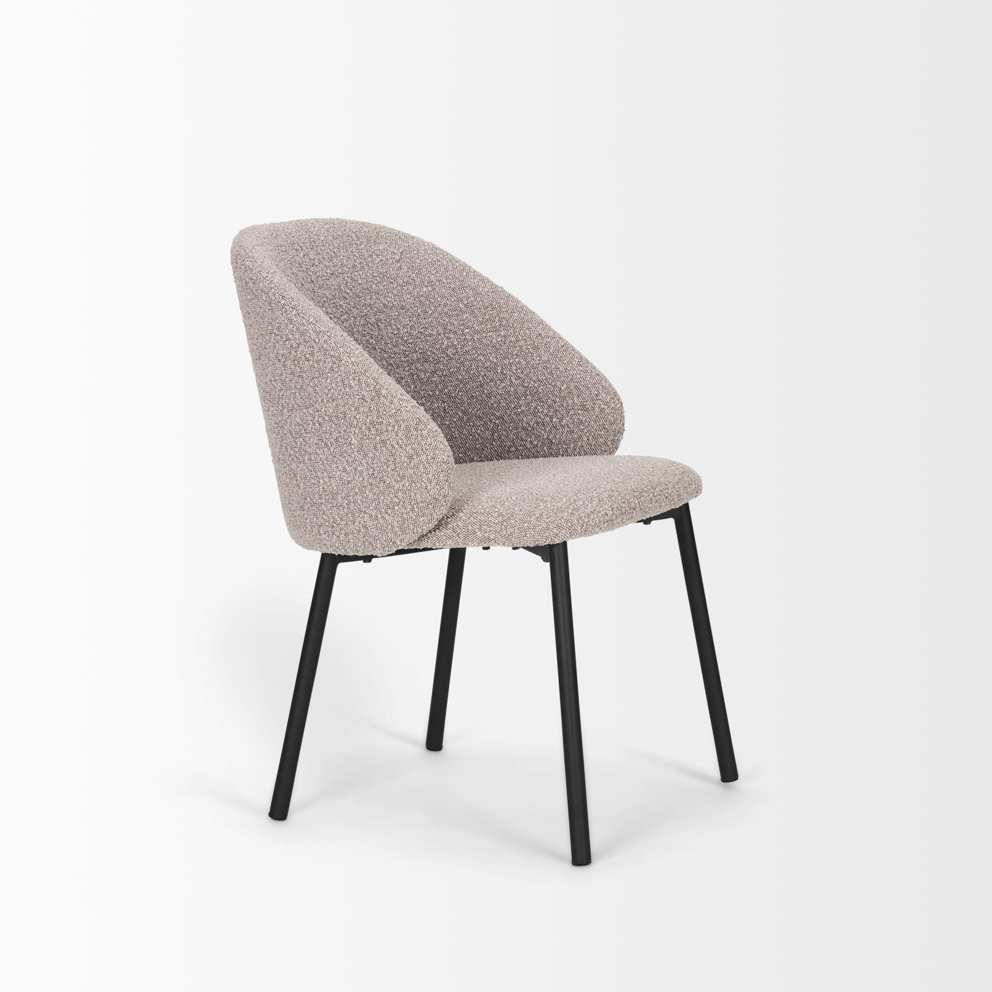 Mercana Shannon Dining Chair with Taupe Boucle Fabric & Matte Black Metal - Taupe