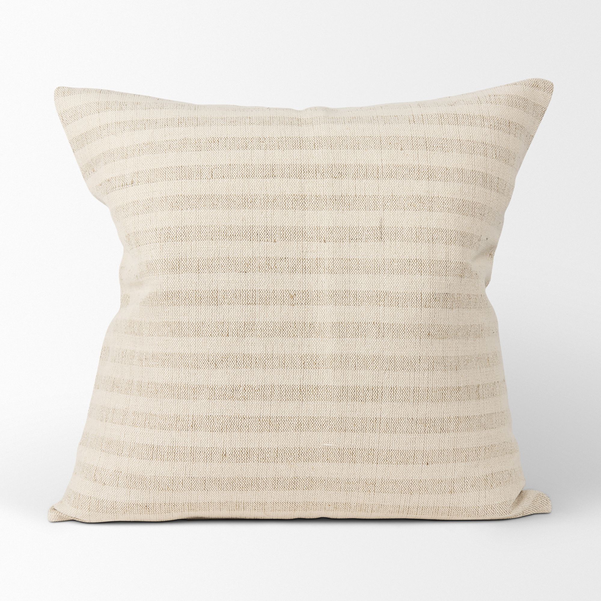 Mercana Jace Stripe Linen-Cotton Square Decorative Pillow Cover - Cream/Beige, Square