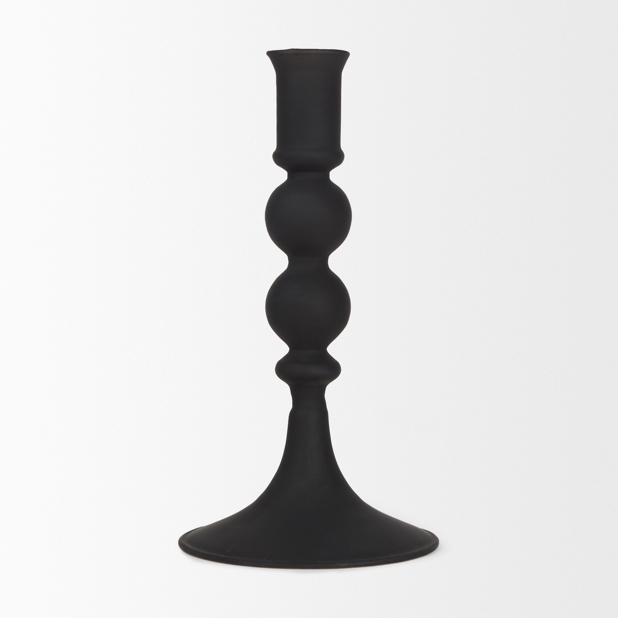 Mercana - Haute Matte Black Blown Glass Candlestick