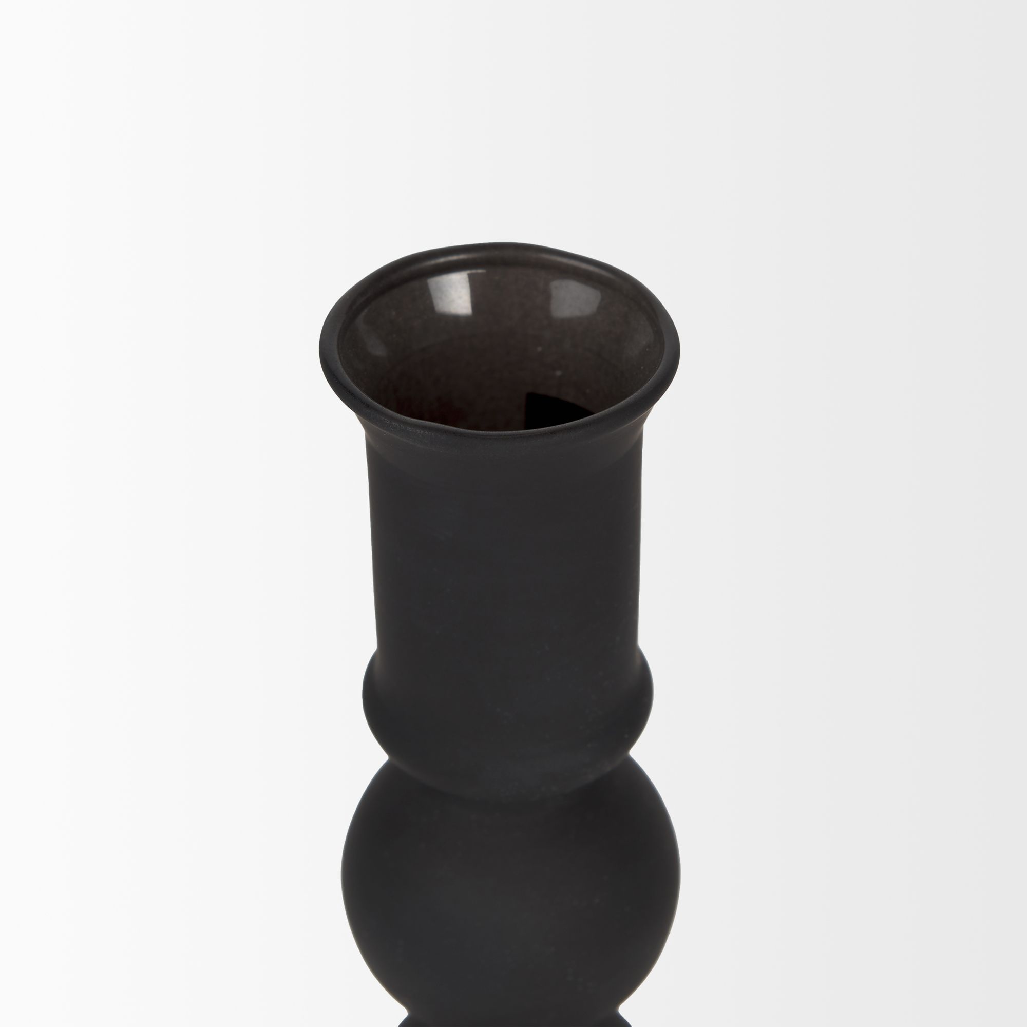 Mercana Haute Small Matte Black Blown Glass Candlestick