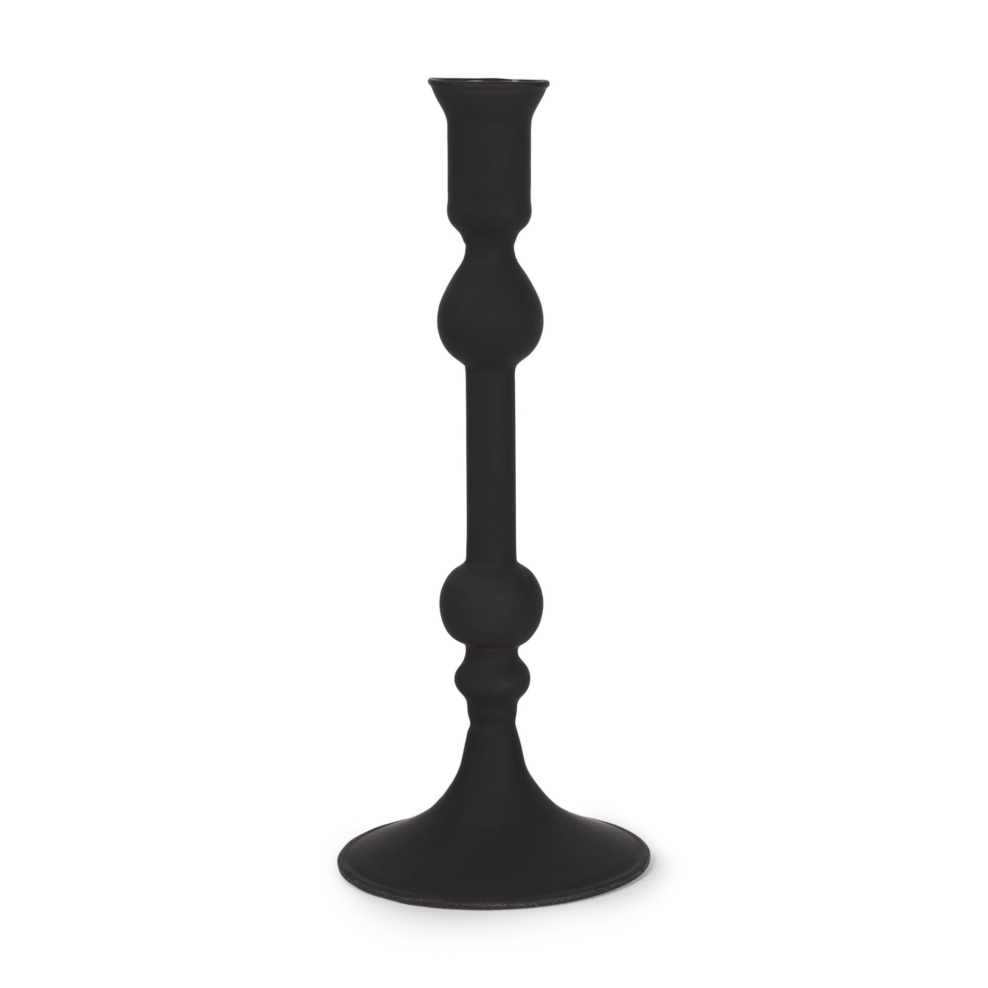 Mercana - Haute Matte Black Blown Glass Candlestick