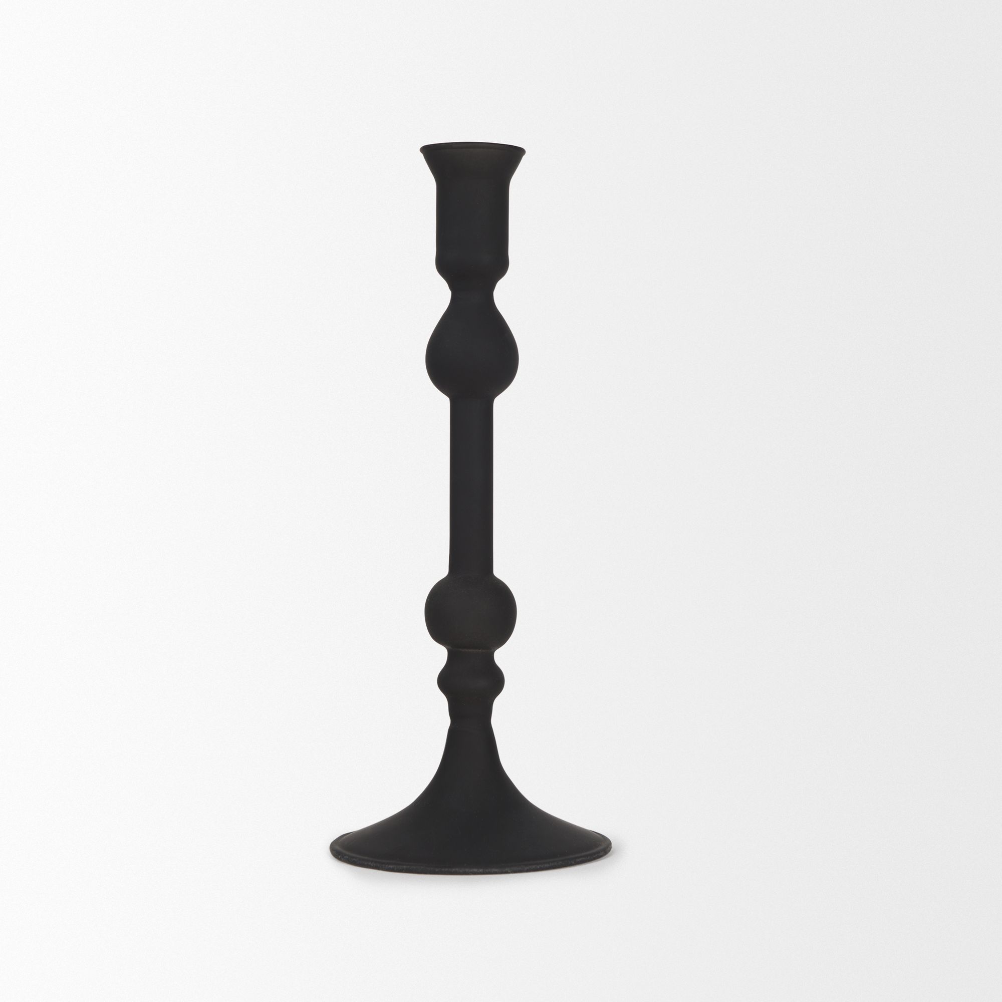 Mercana Haute Medium Matte Black Blown Glass Candlestick