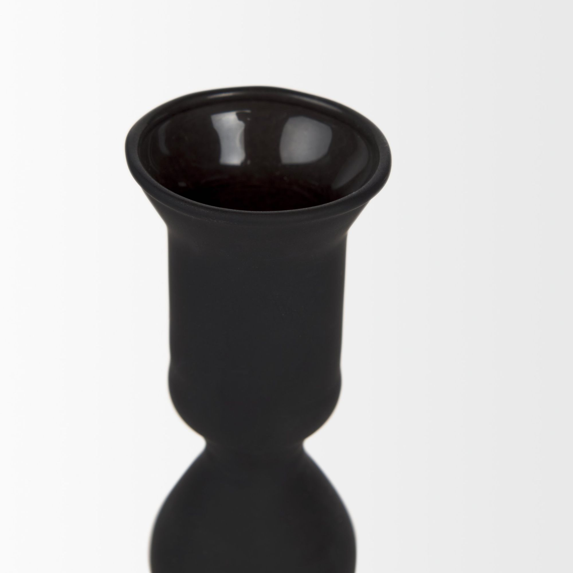 Mercana Haute Medium Matte Black Blown Glass Candlestick