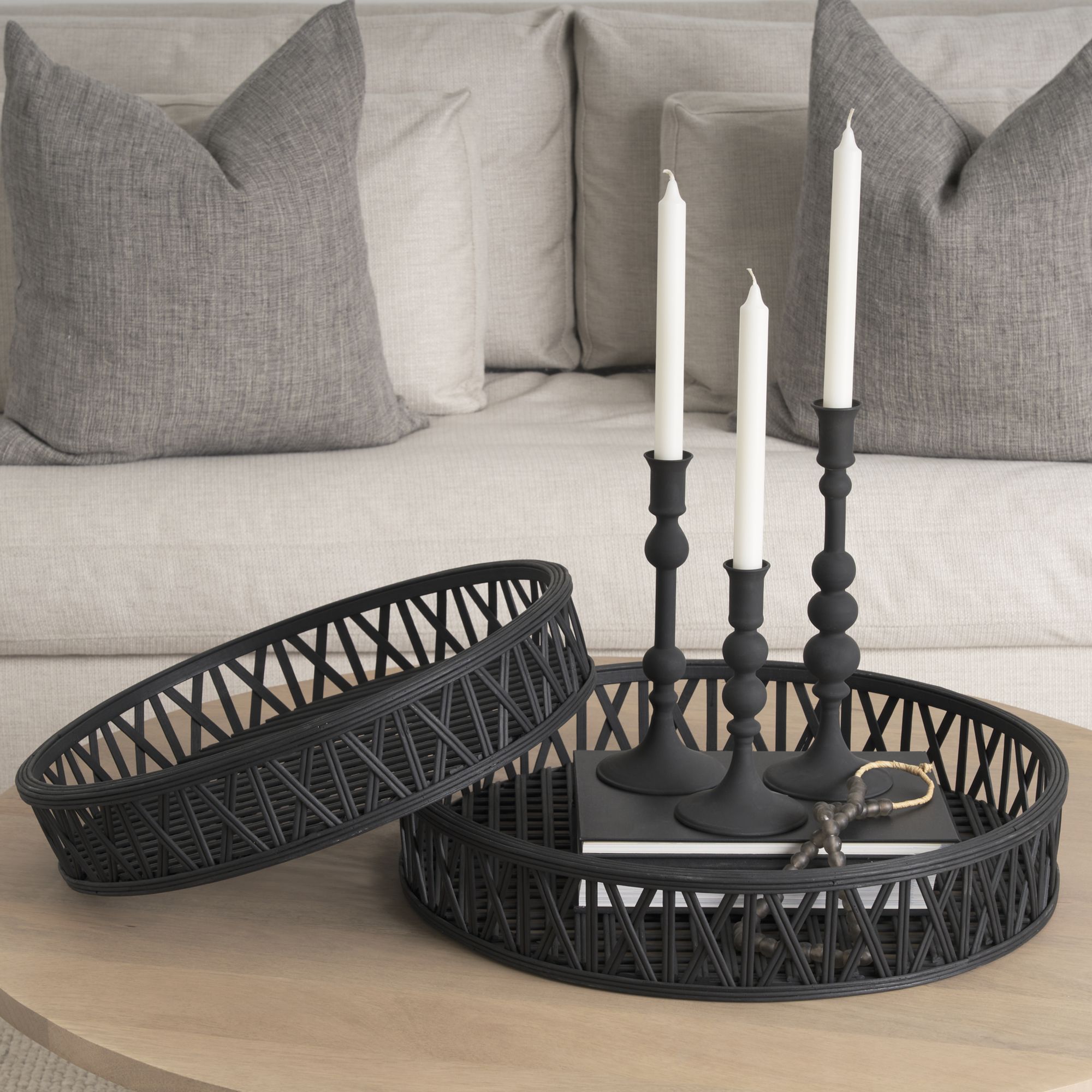 Mercana Haute Medium Matte Black Blown Glass Candlestick