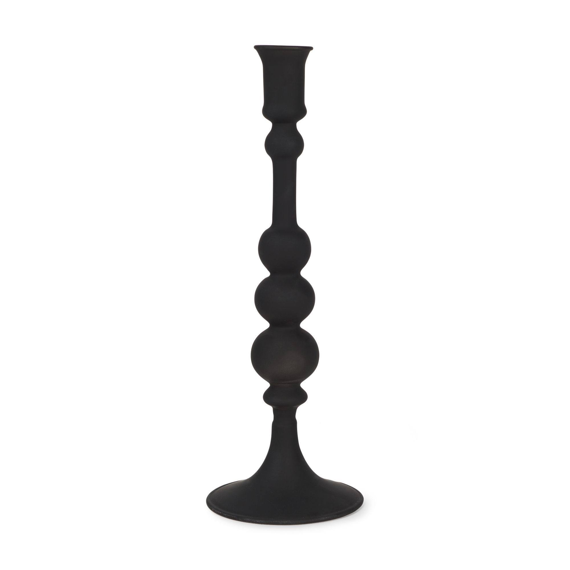 Mercana - Haute Matte Black Blown Glass Candlestick