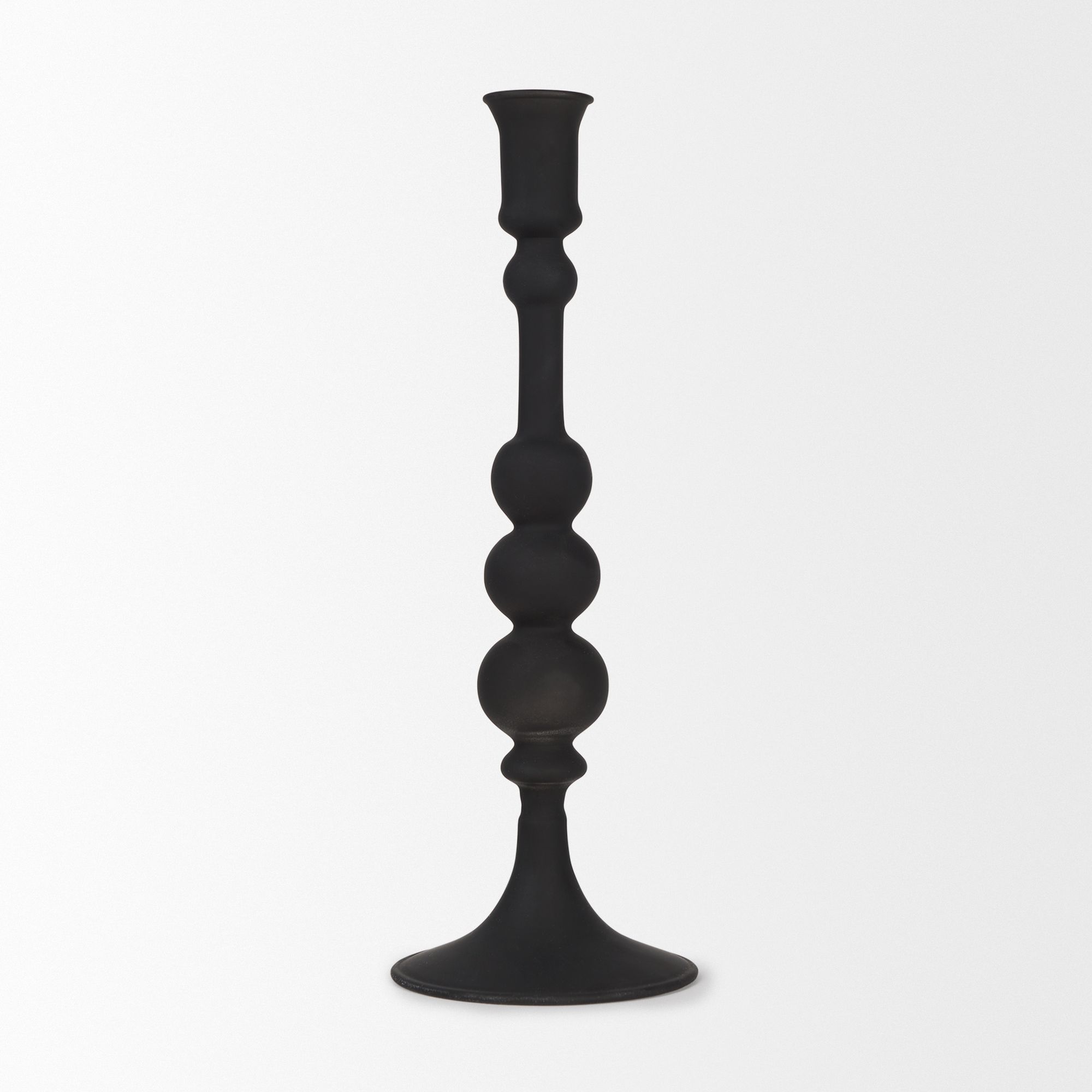 Mercana Haute Large Matte Black Blown Glass Candlestick