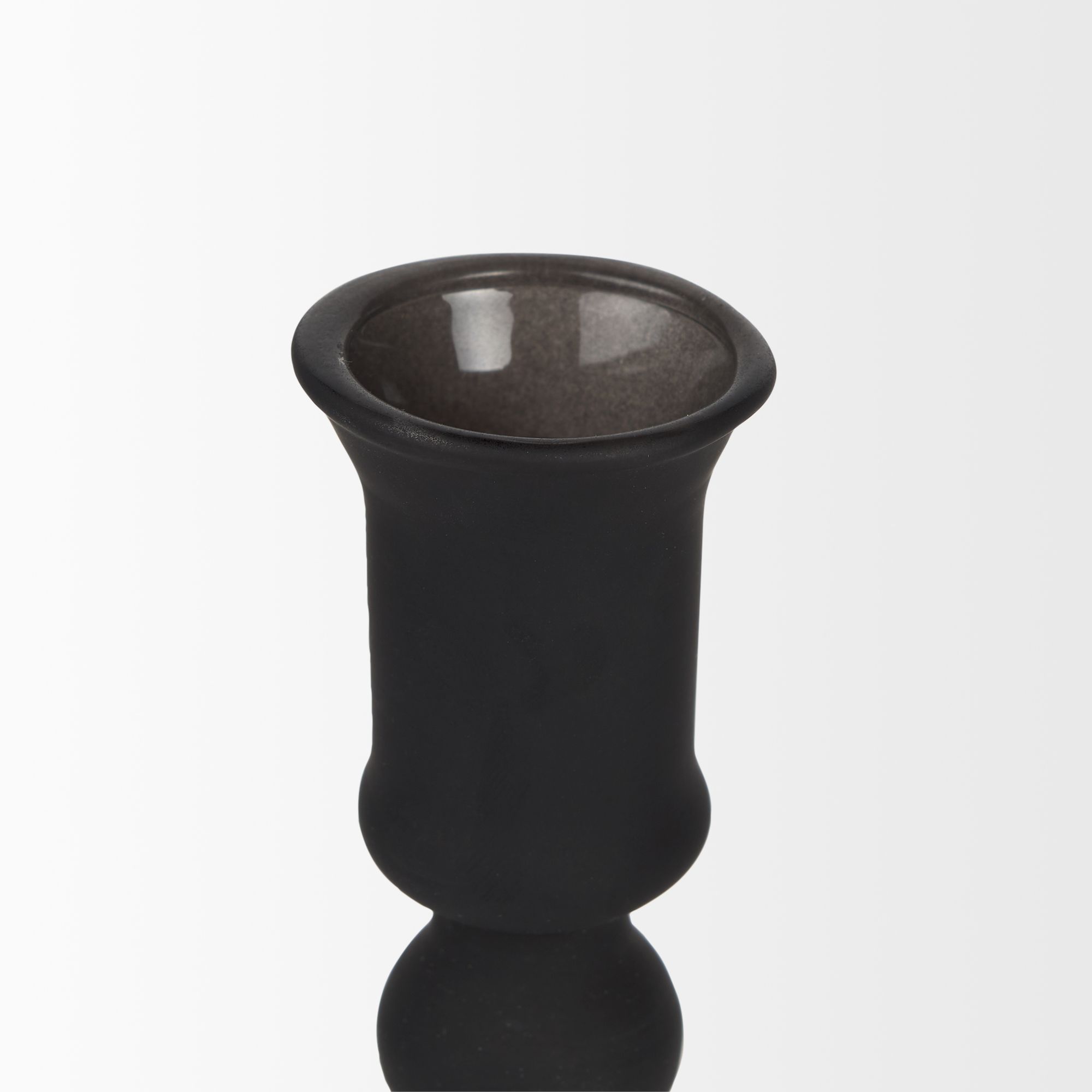 Mercana Haute Large Matte Black Blown Glass Candlestick