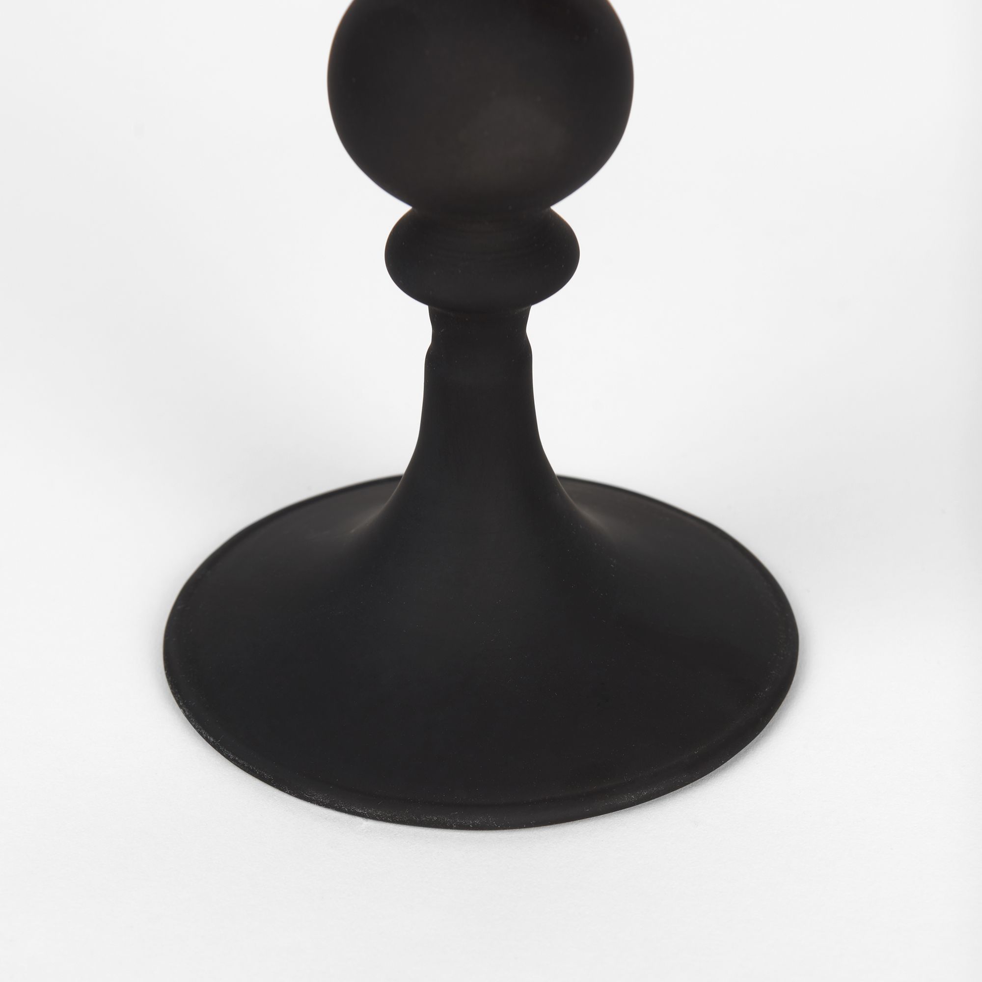 Mercana Haute Large Matte Black Blown Glass Candlestick