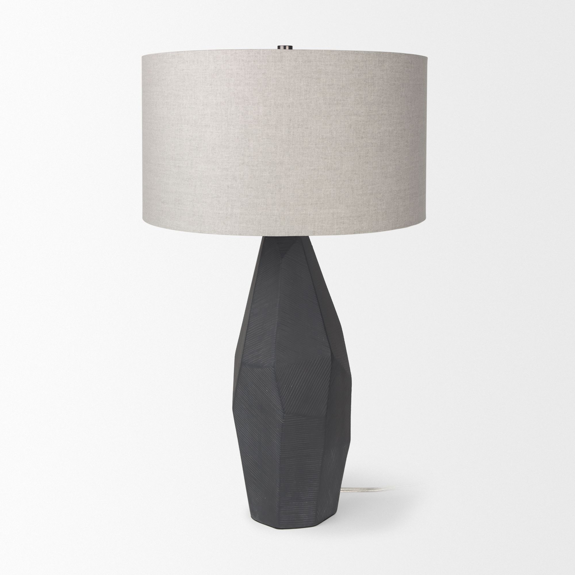 Mercana - Piven Ceramic Base White Linen Shade Table Lamp