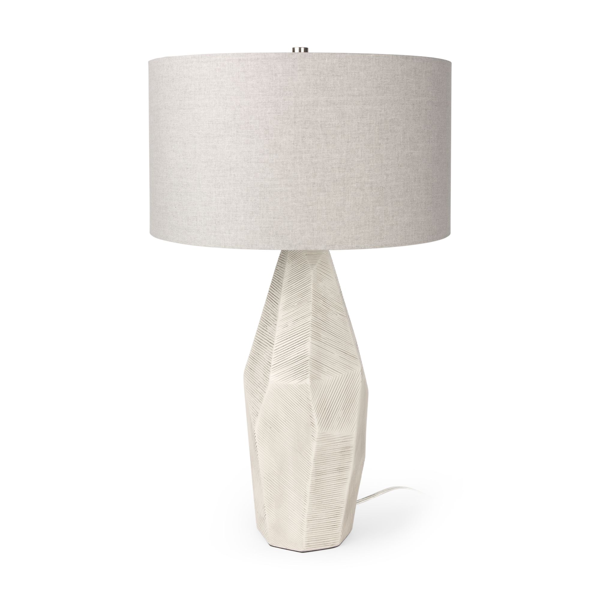 Mercana - Piven Ceramic Base White Linen Shade Table Lamp