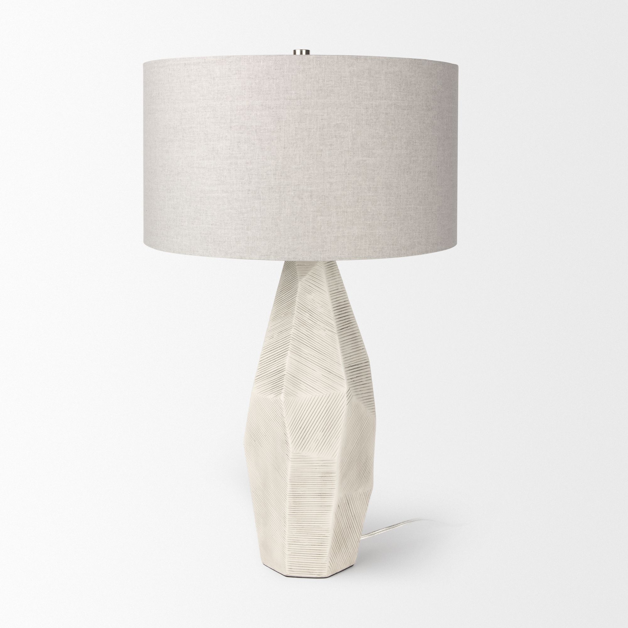 Mercana Piven Table Lamp with Antiqued Wash Textured Ceramic - White