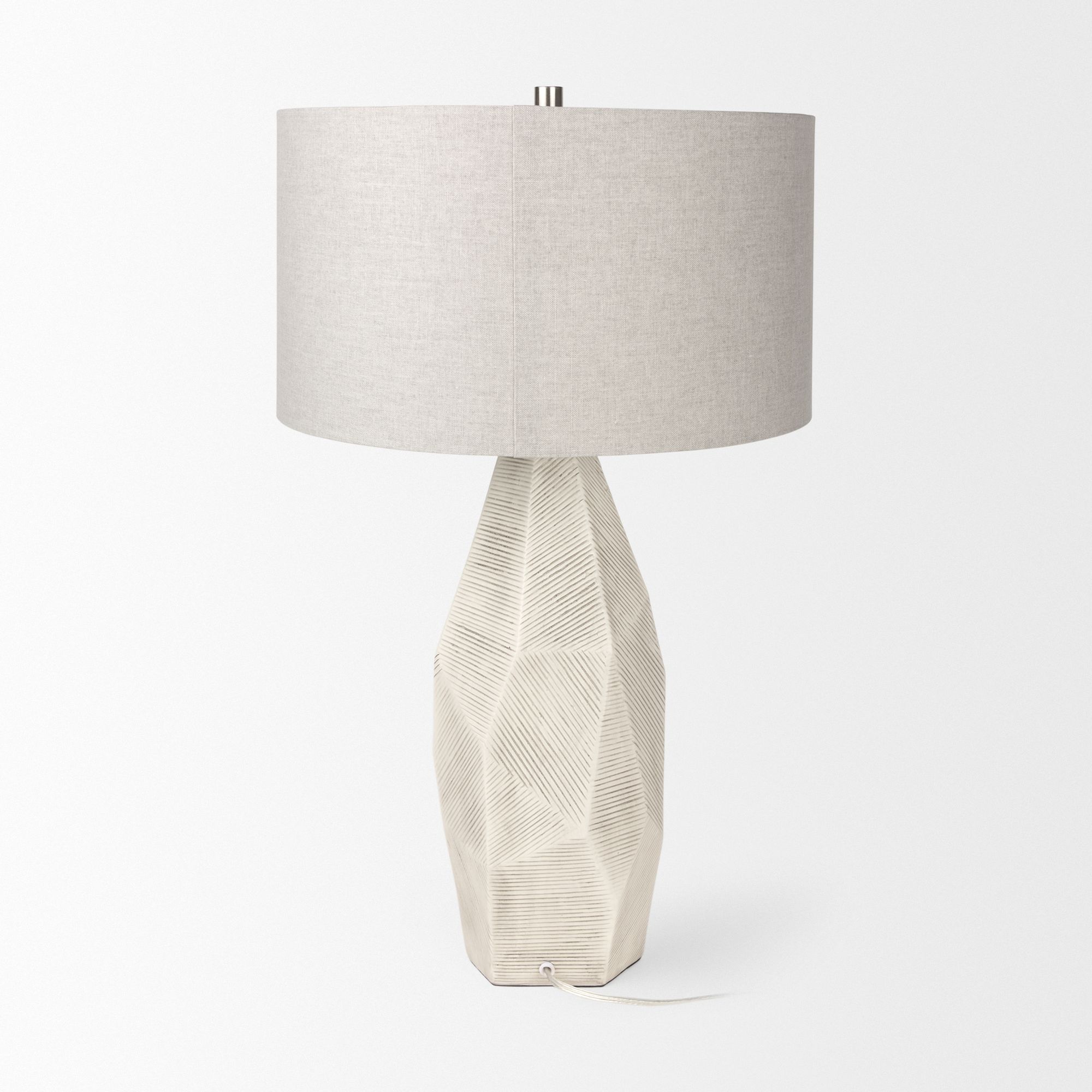 Mercana Piven Table Lamp with Antiqued Wash Textured Ceramic - White