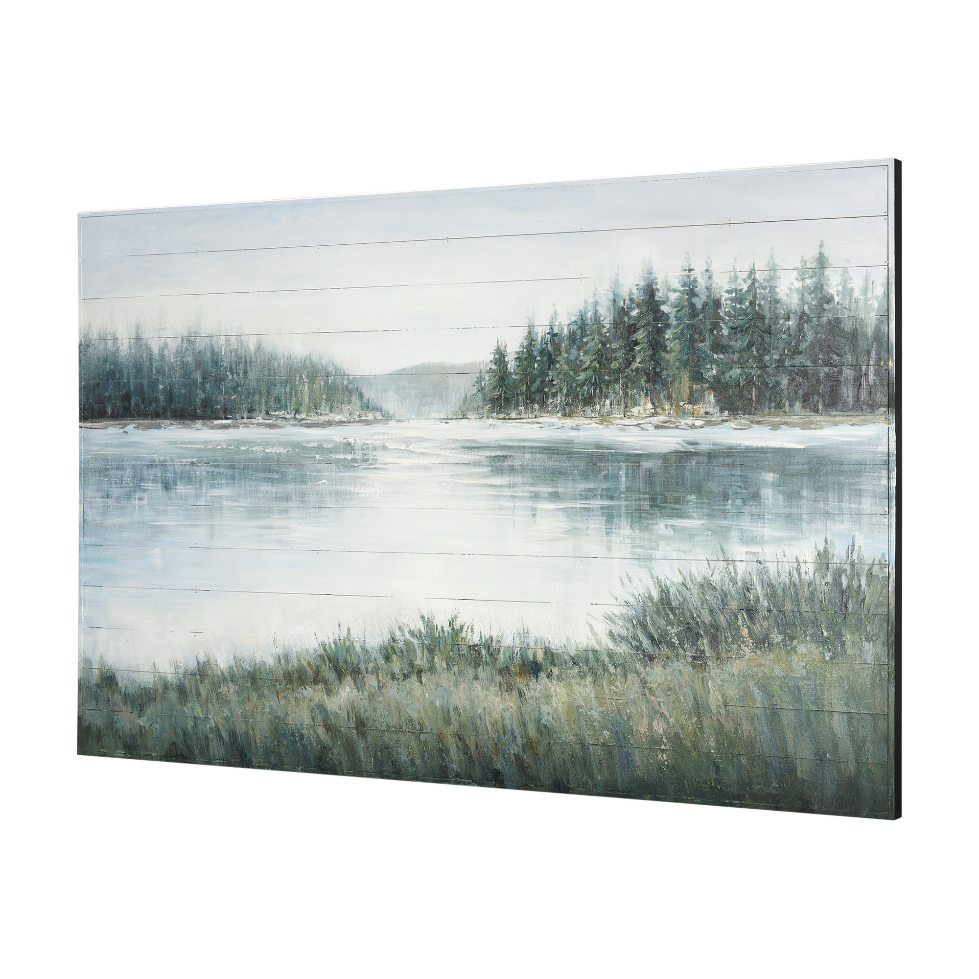 Mercana - Mere Pond Lake 60x40 Hand Painted on Wood Oil Painting