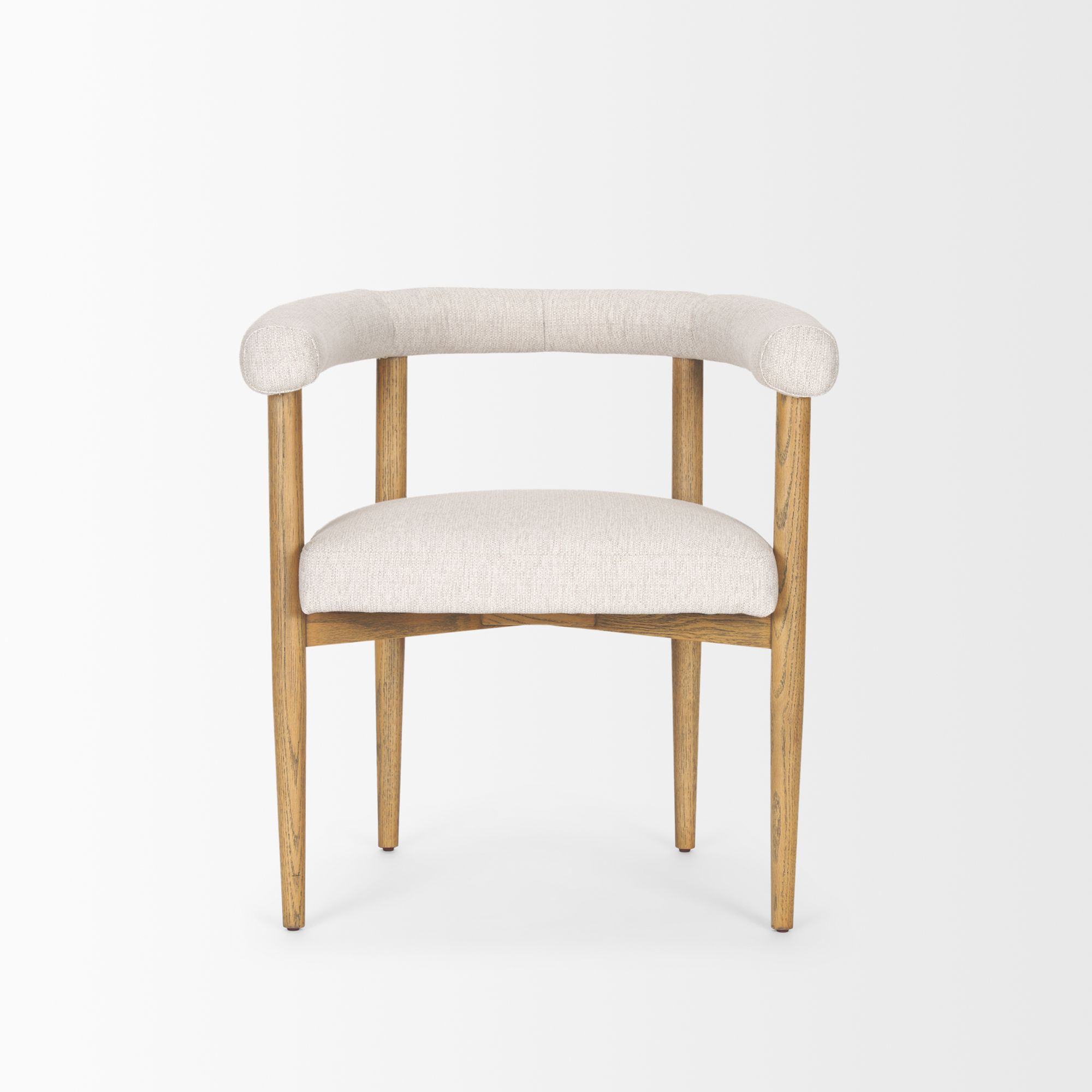 Mercana - Arden Dining Chair with Brown Wood and Cream Twill Fabric